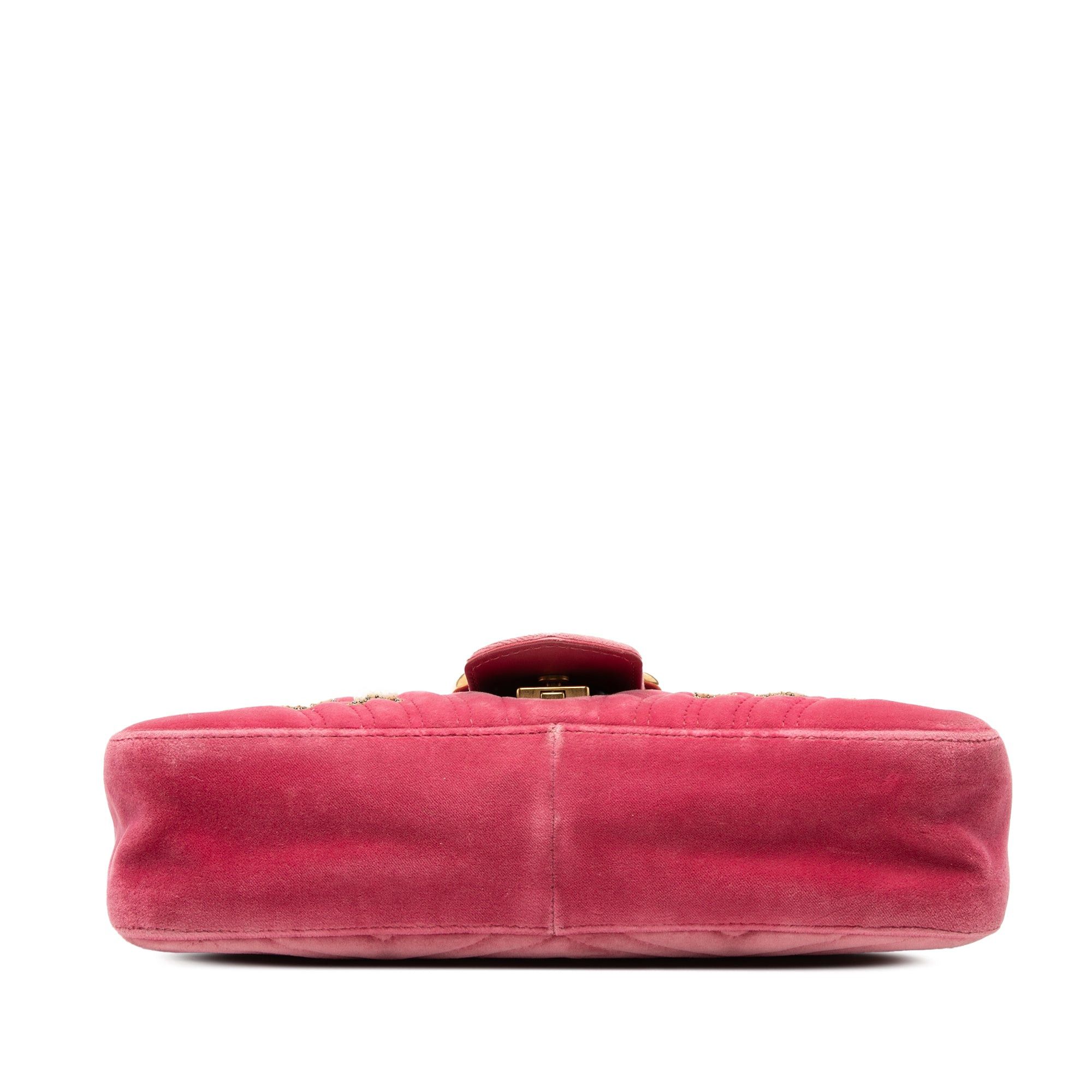 Gucci Large GG Marmont Matelasse Velvet Embroidered Blind For Love Shoulder Bag Size ONE SIZE - 3 Thumbnail