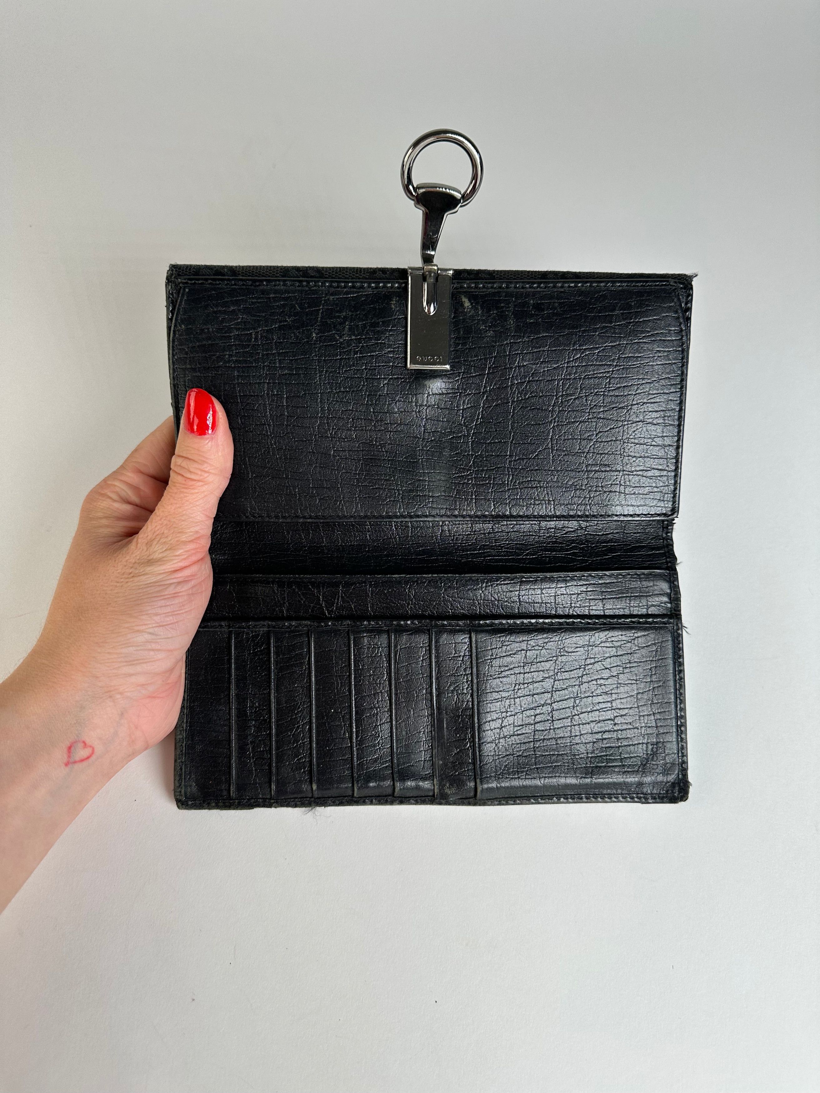 Gucci Vintage Monogram Horsebit Long Wallet Black Size ONE SIZE - 3 Thumbnail