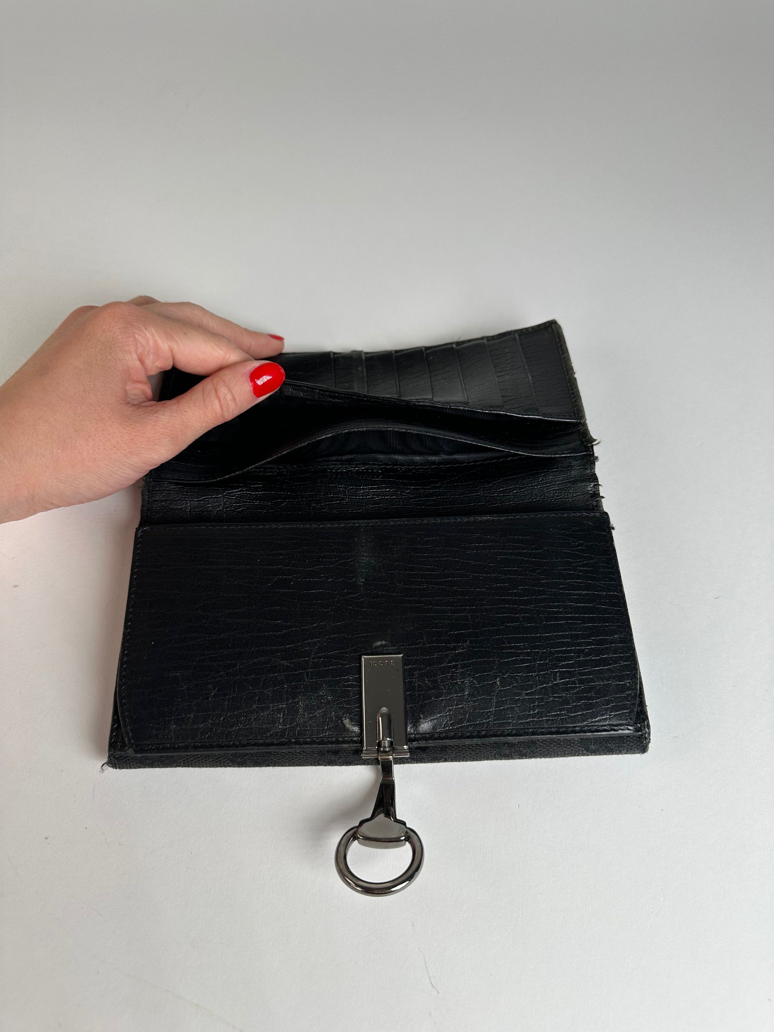 Gucci Vintage Monogram Horsebit Long Wallet Black Size ONE SIZE - 5 Thumbnail