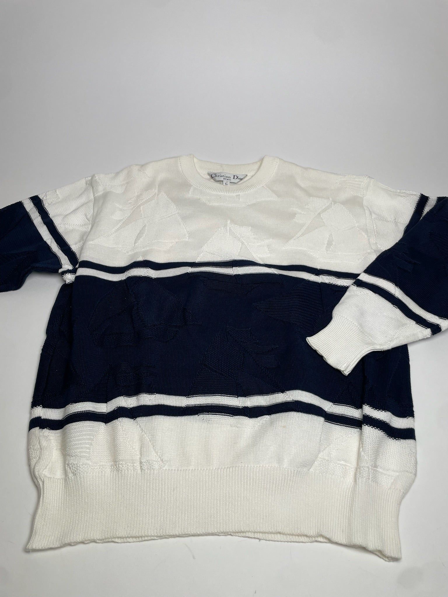 Dior Vintage Crewneck Sweater White Navy L Size L / US 10 / IT 46 - 5 Thumbnail