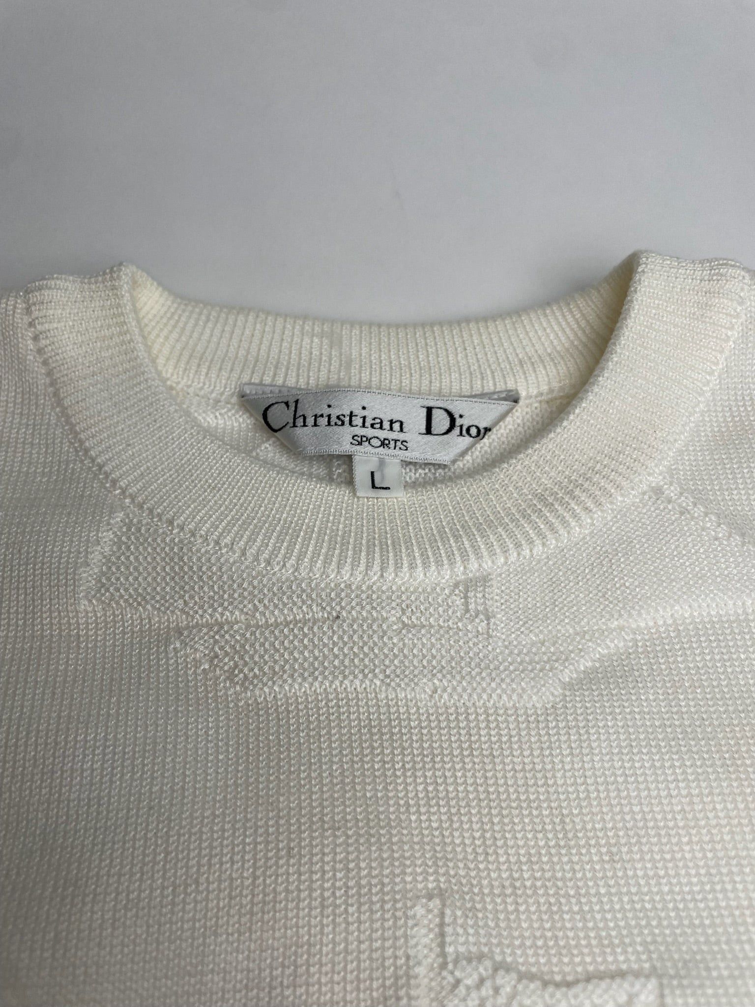 Dior Vintage Crewneck Sweater White Navy L Size L / US 10 / IT 46 - 11 Thumbnail