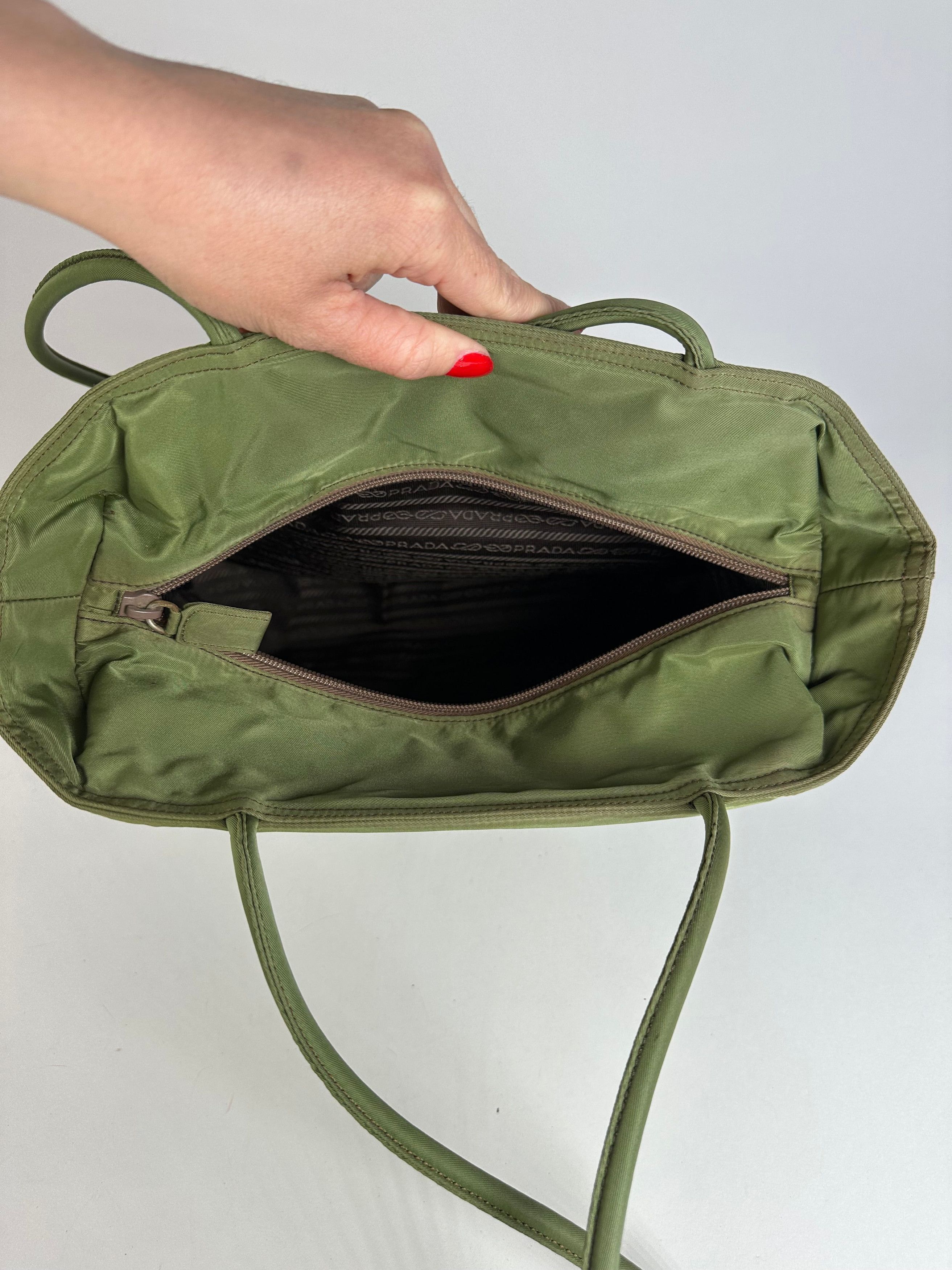 Prada Vintage Triangle Polyester Bag Green Size ONE SIZE - 9 Thumbnail