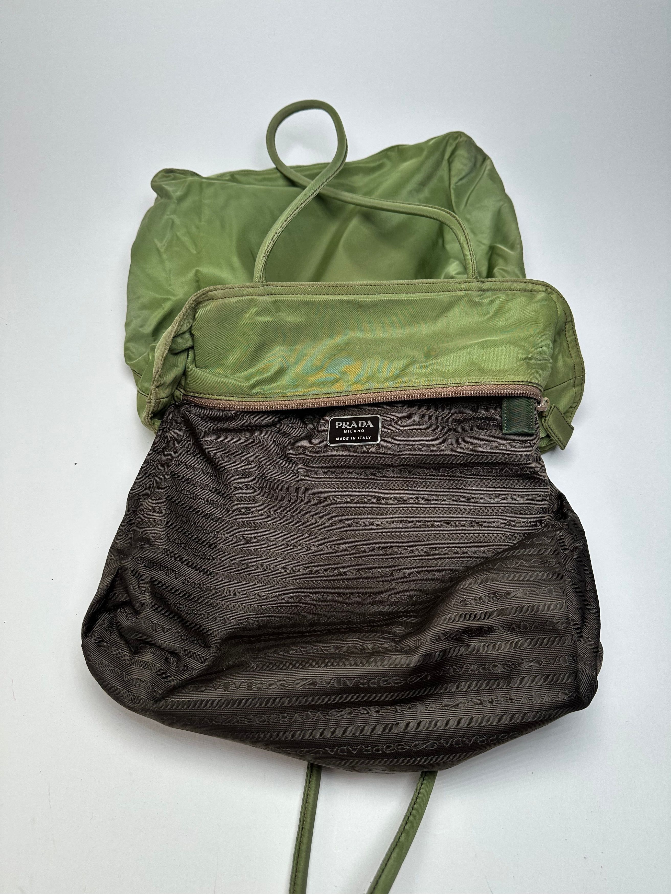 Prada Vintage Triangle Polyester Bag Green Size ONE SIZE - 5 Thumbnail