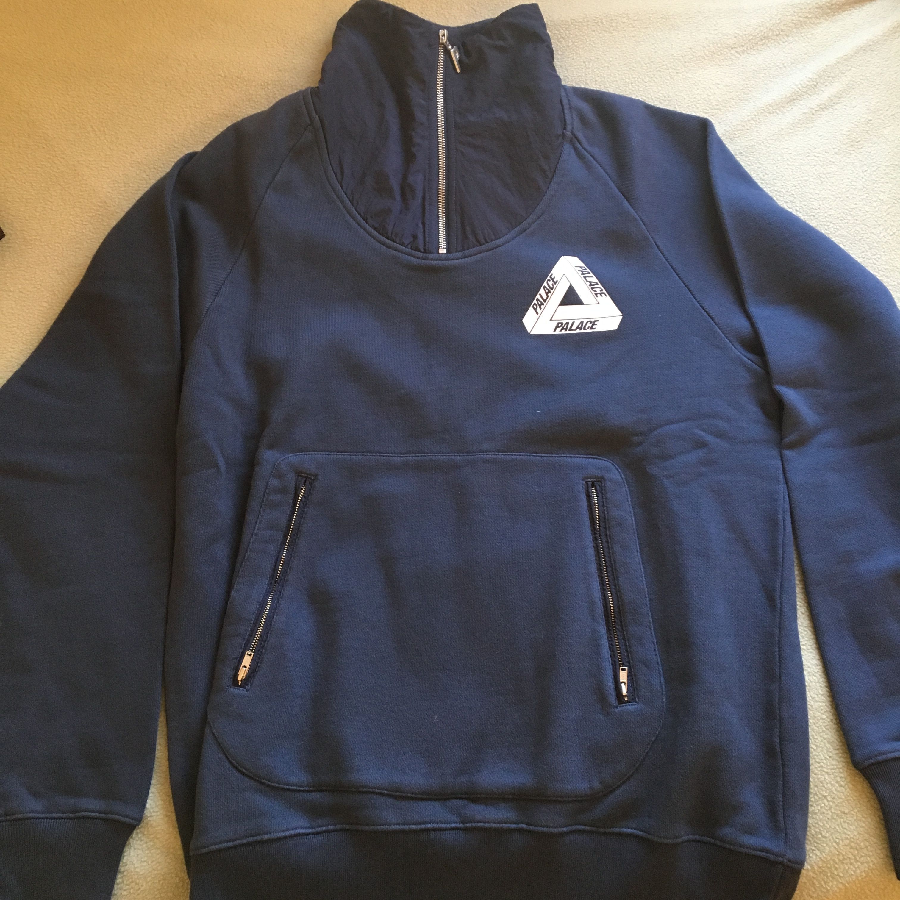 Palace Palace P Crepe Zip Funnel Navy | Grailed 