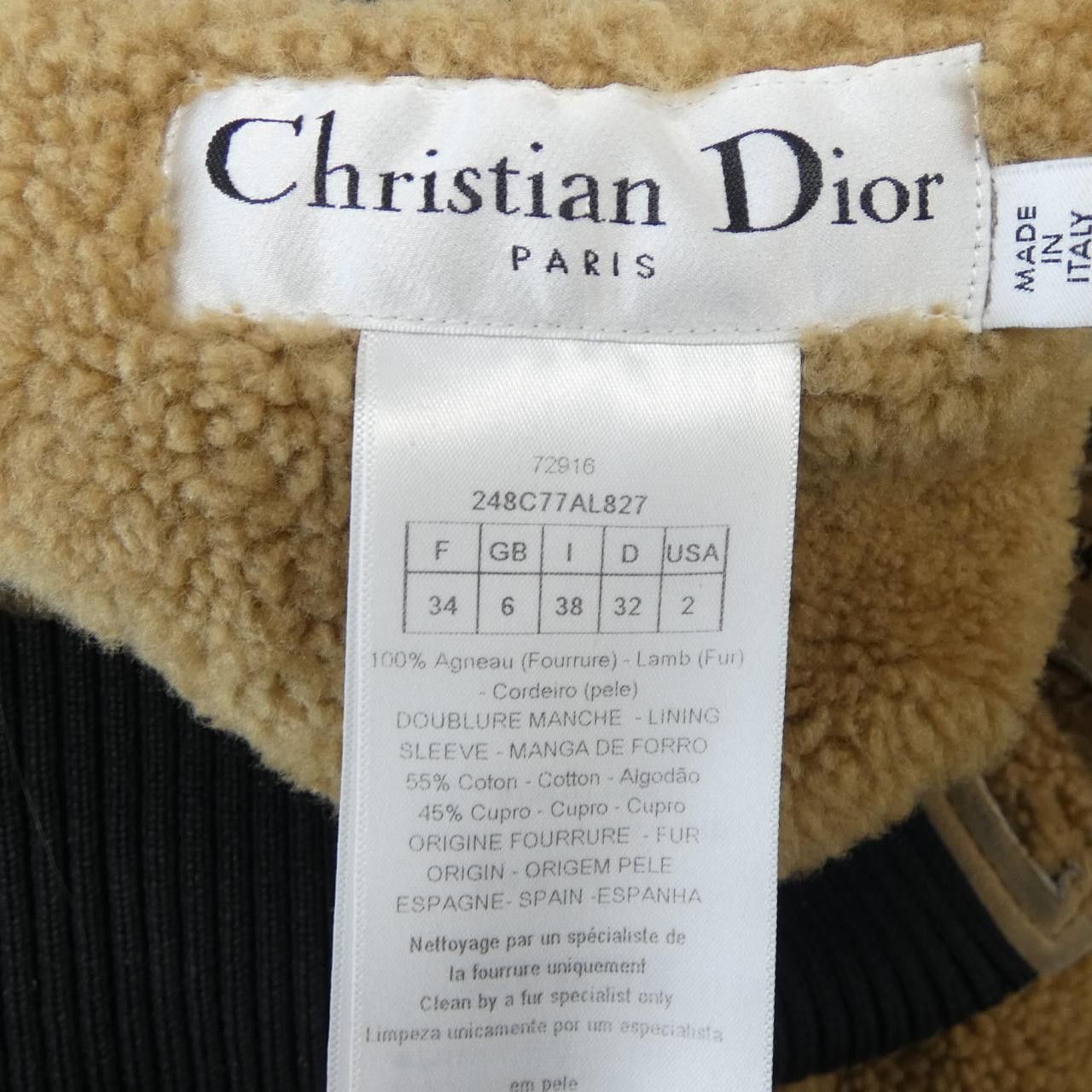 Dior Dior Christian Dior Shearling Jacket Fur Outerwear 248C77AL827 DUTY FREE for USA Size ONE SIZE - 3 Thumbnail