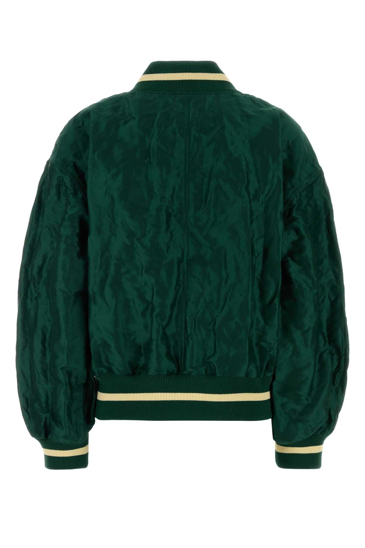 Loewe Dark Green Tech Fabric Bomber Jacket Size S / US 4 / IT 40 - 2 Thumbnail