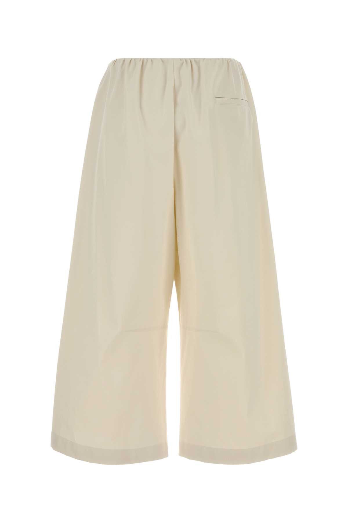 Loewe Ivory Cotton Blend Wide-Leg Pant Size 28" / US 6 / IT 42 - 2 Thumbnail