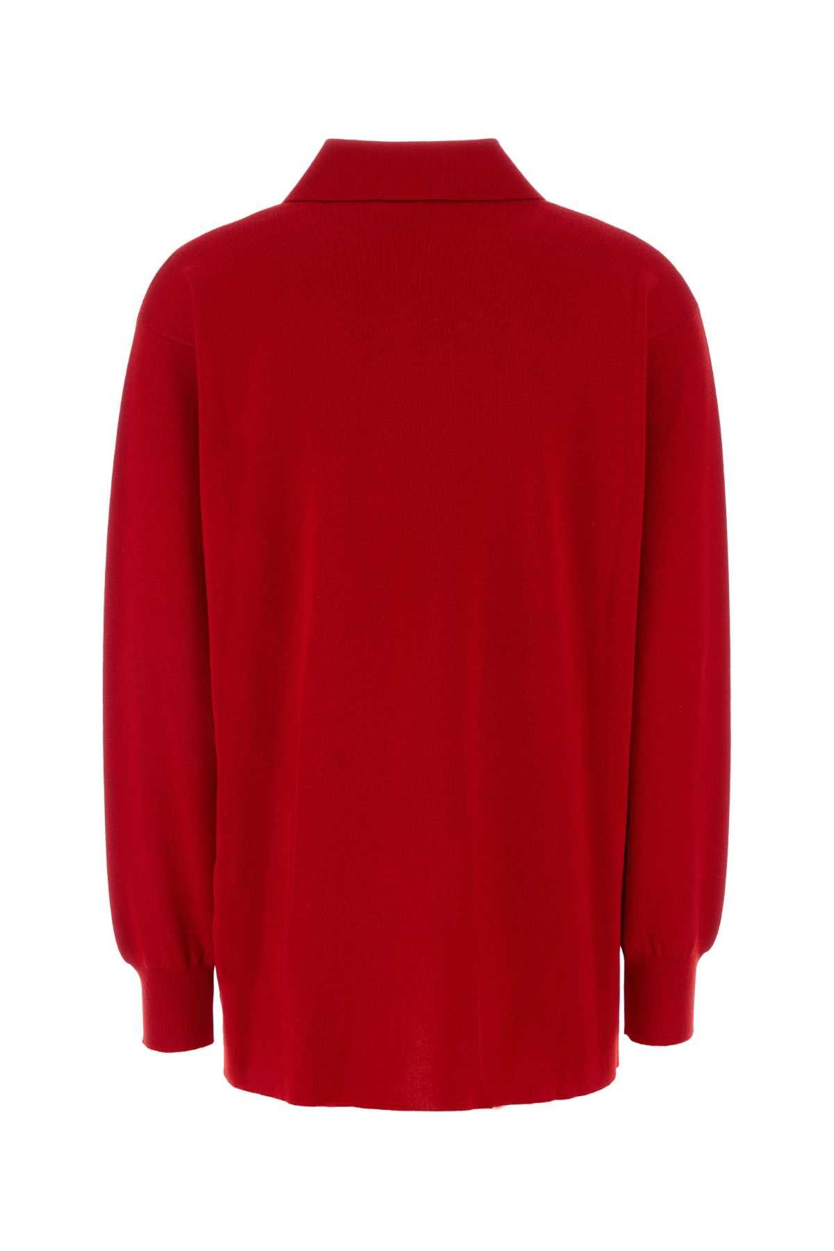 Loewe Red Stretch Cashmere Blend Polo Shirt Size XS / US 0-2 / IT 36-38 - 2 Thumbnail