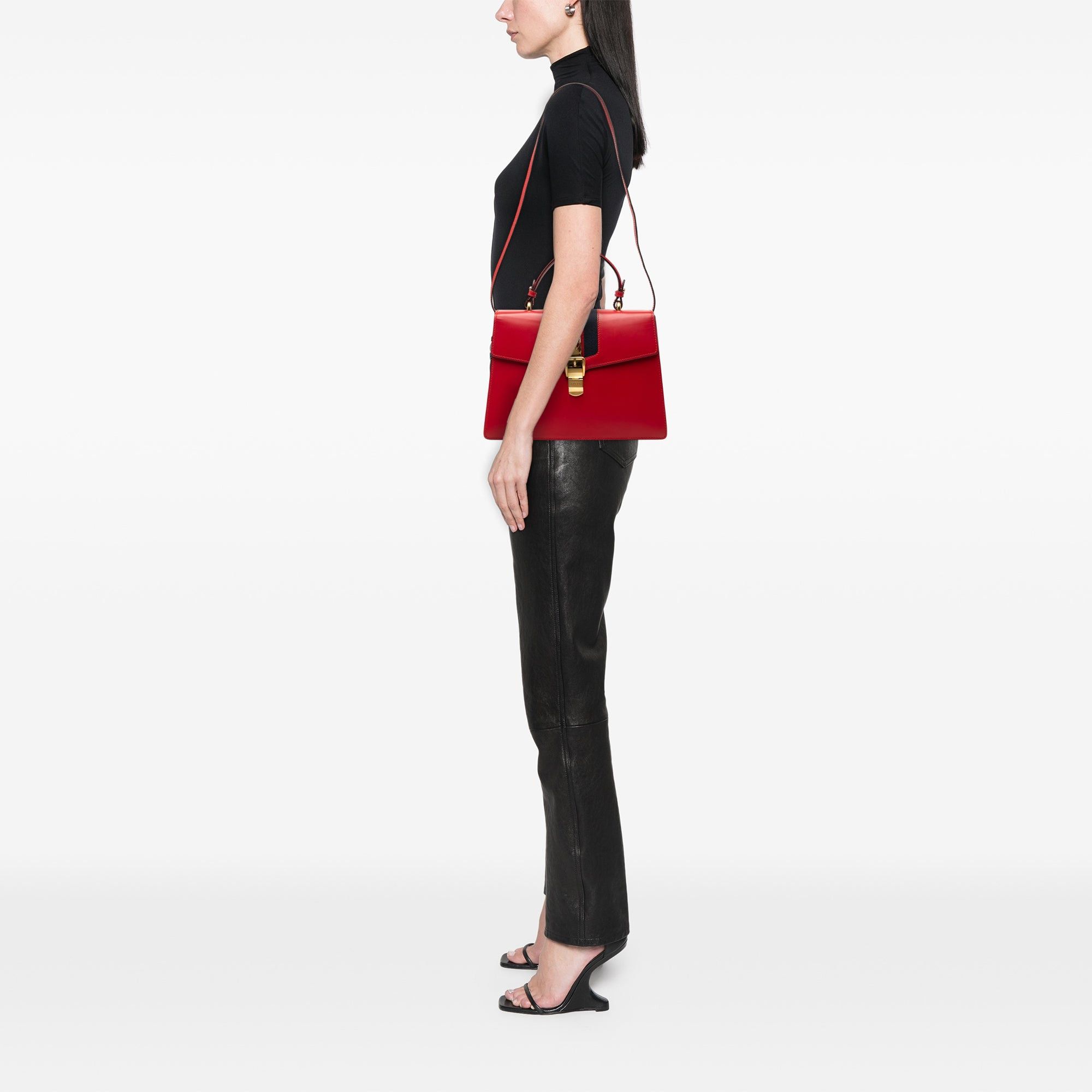 Gucci Medium Leather Web Sylvie Top Handle Bag Size ONE SIZE - 7 Thumbnail