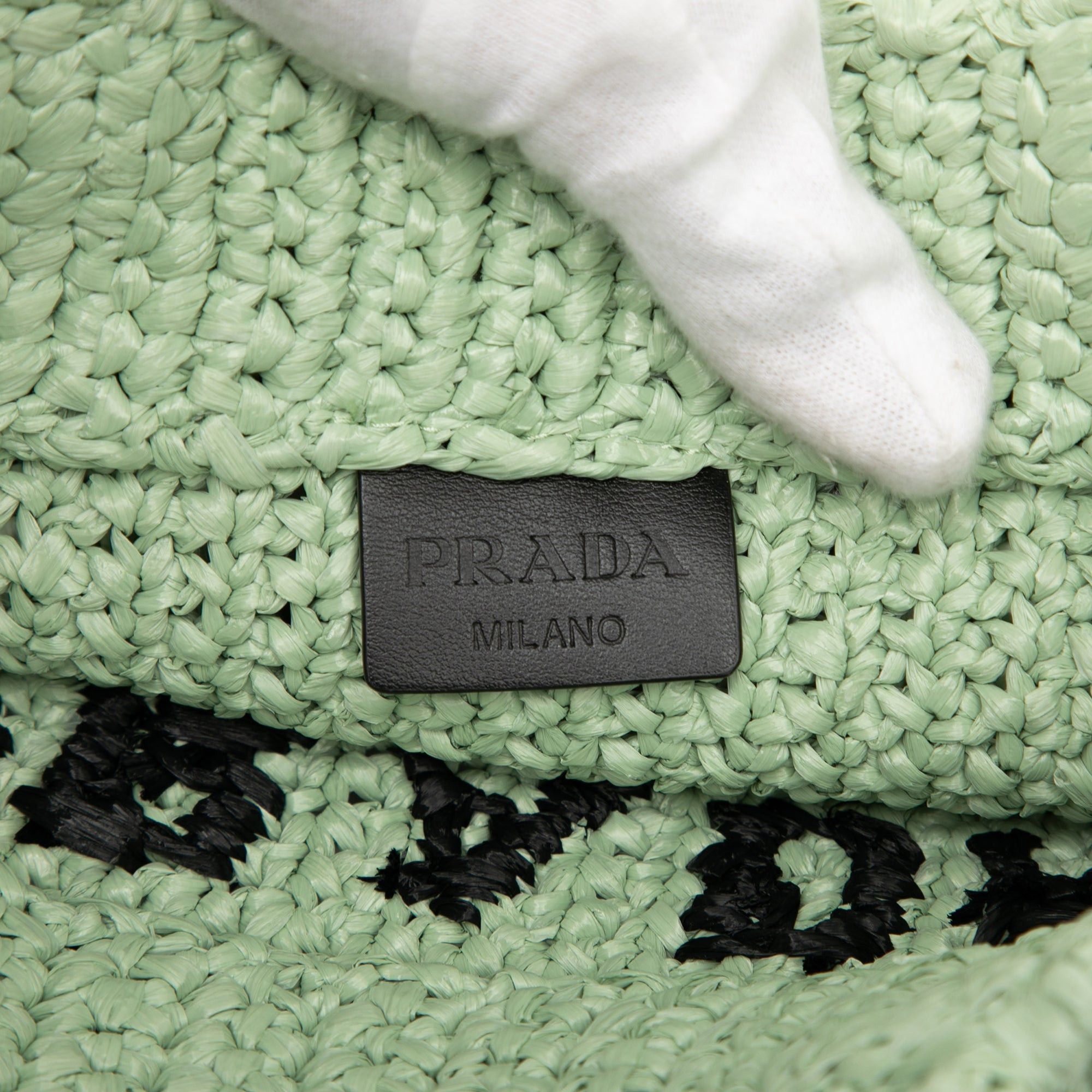 Prada Small Raffia Effect Crochet Embroidered Logo Tote Size ONE SIZE - 5 Thumbnail