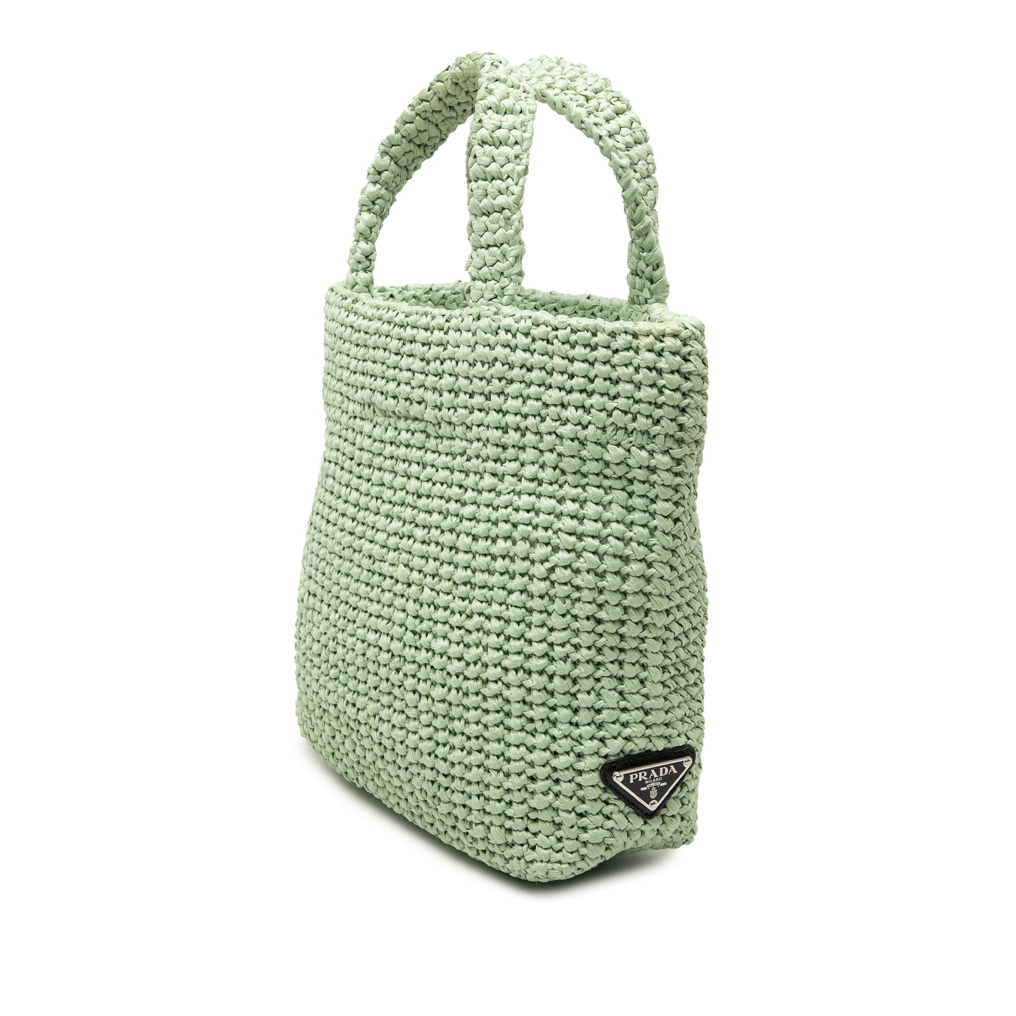 Prada Small Raffia Effect Crochet Embroidered Logo Tote Size ONE SIZE - 2 Thumbnail