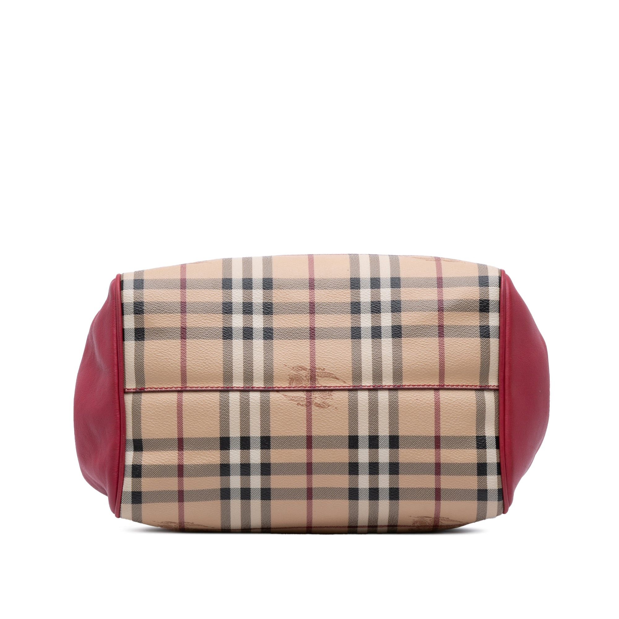 Burberry Small Leather Trimmed Haymarket Check Coated Canvas Canterbury Tote Size ONE SIZE - 3 Thumbnail