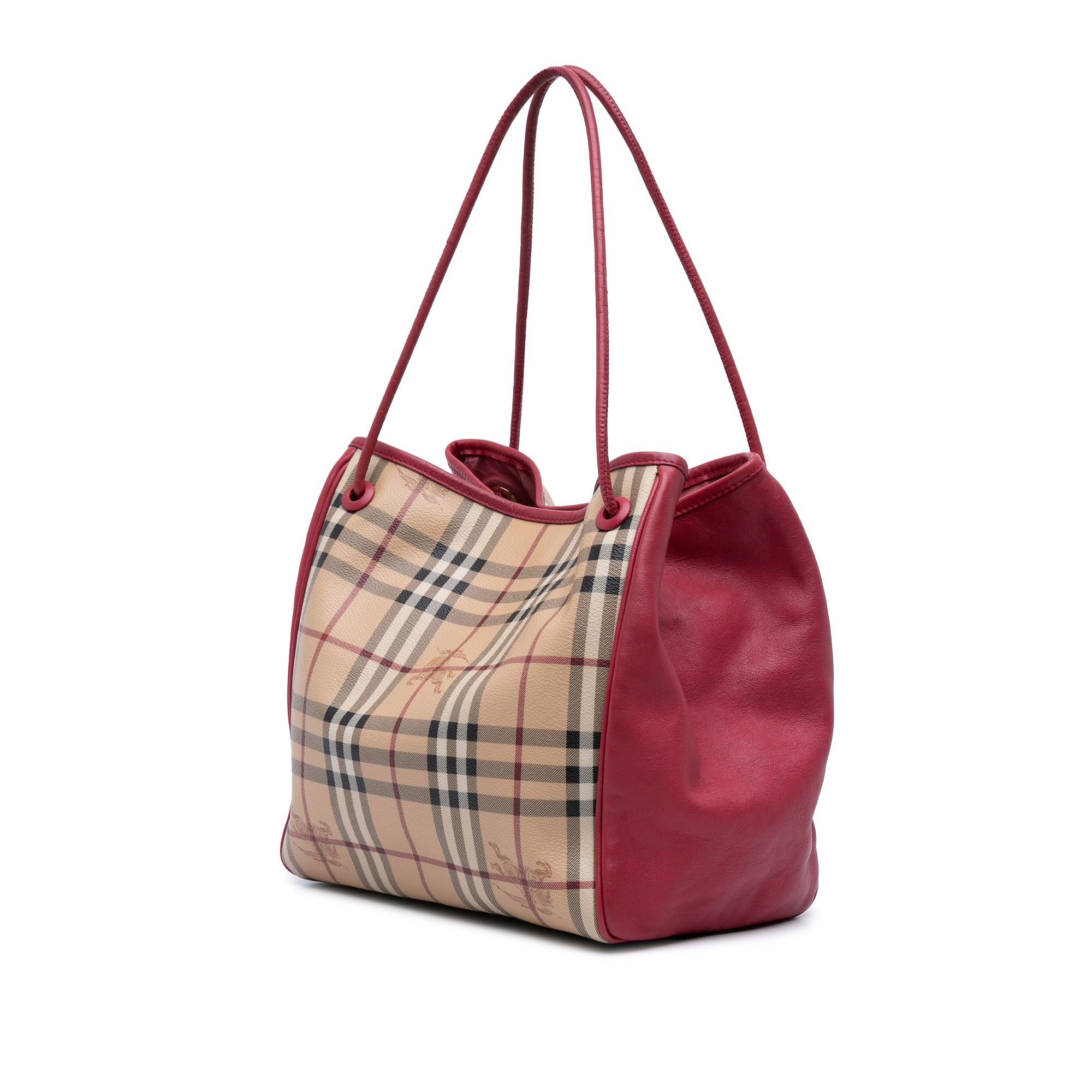 Burberry Small Leather Trimmed Haymarket Check Coated Canvas Canterbury Tote Size ONE SIZE - 2 Thumbnail