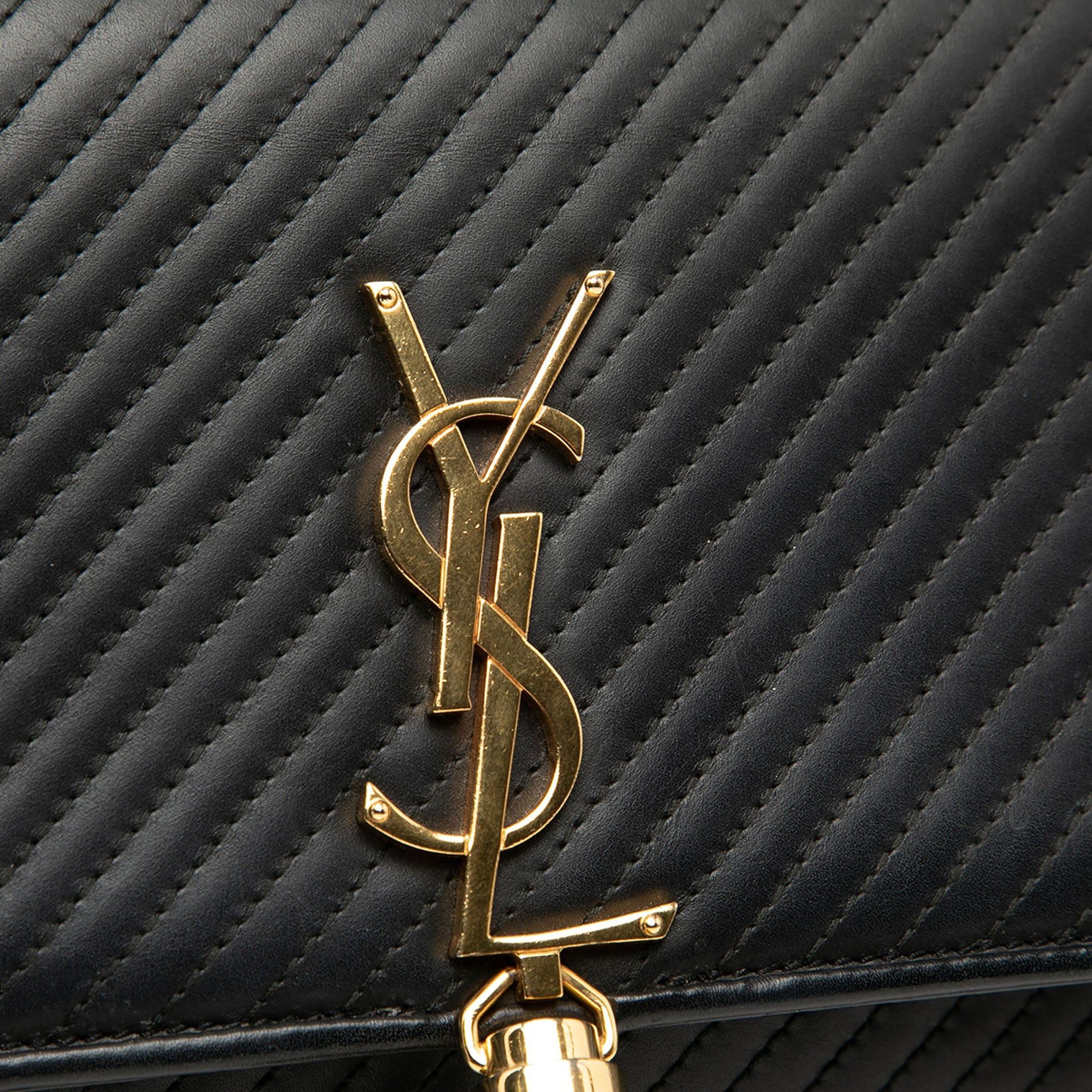 Saint Laurent Paris Medium Diagonal Quilted Calfskin Monogram Kate Tassel Crossbody Size ONE SIZE - 5 Thumbnail