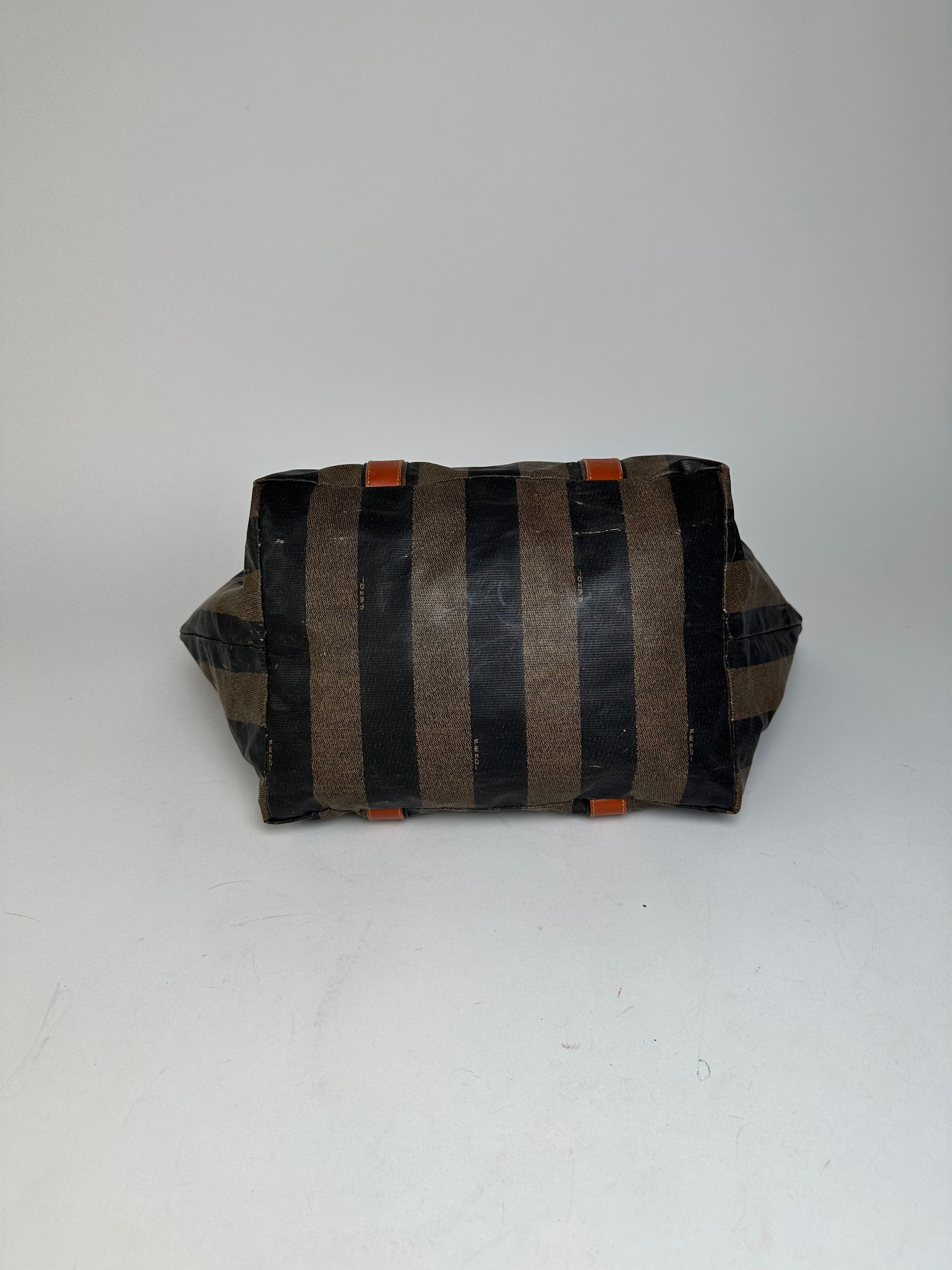 Fendi Vintage Striped Leather Handbag Orange Brown Size ONE SIZE - 8 Thumbnail