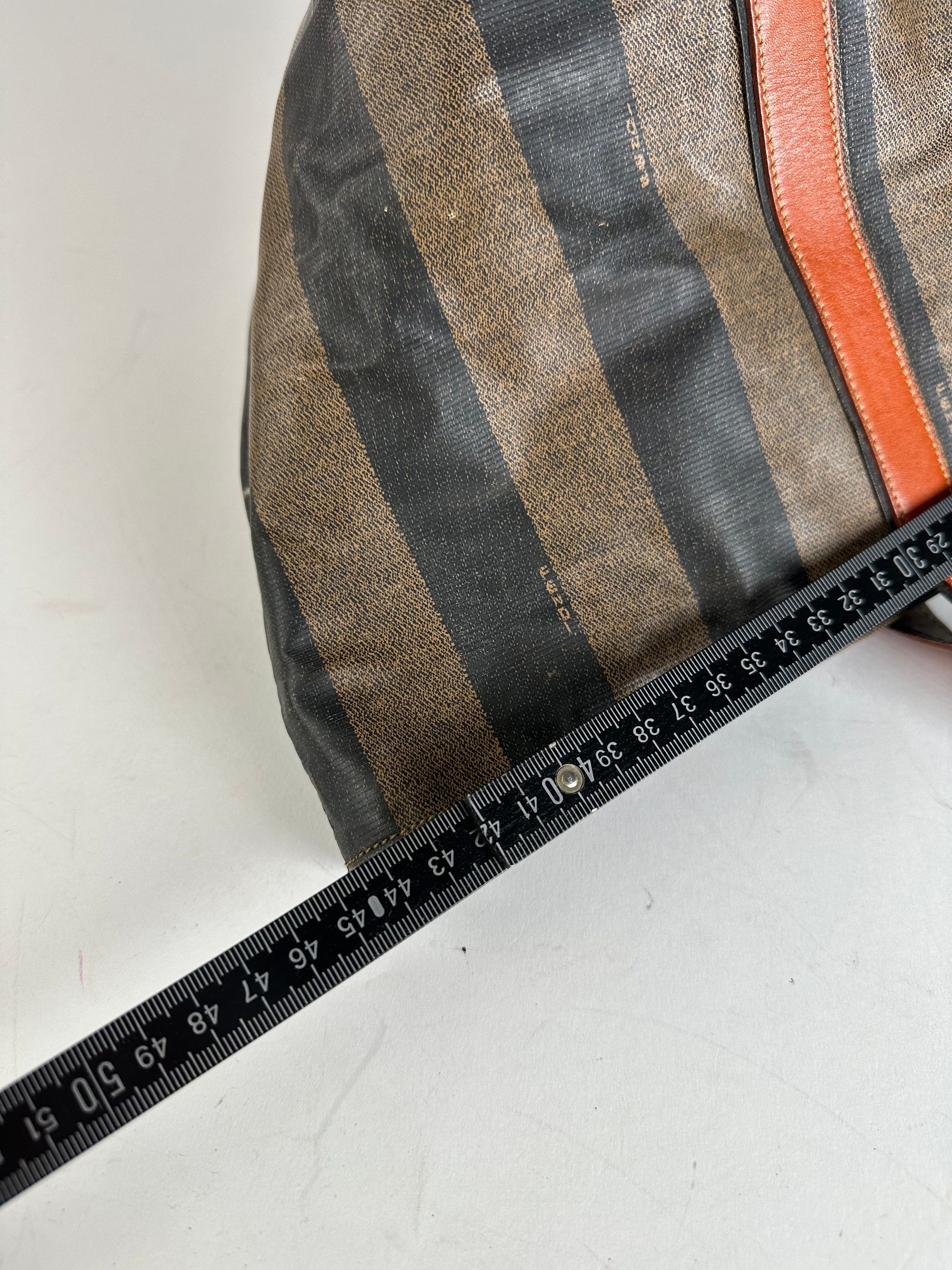 Fendi Vintage Striped Leather Handbag Orange Brown Size ONE SIZE - 12 Thumbnail