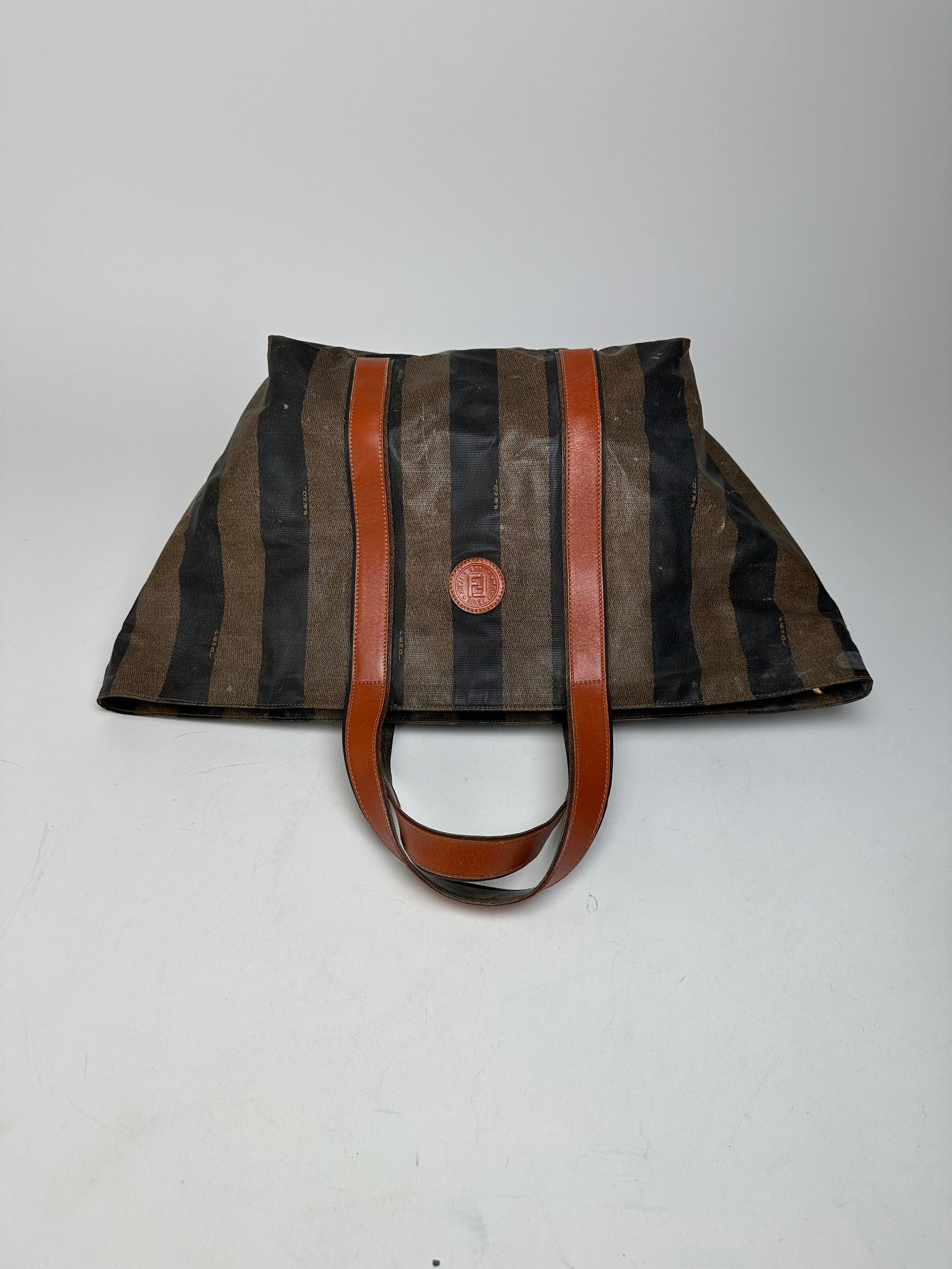 Fendi Vintage Striped Leather Handbag Orange Brown Size ONE SIZE - 6 Thumbnail