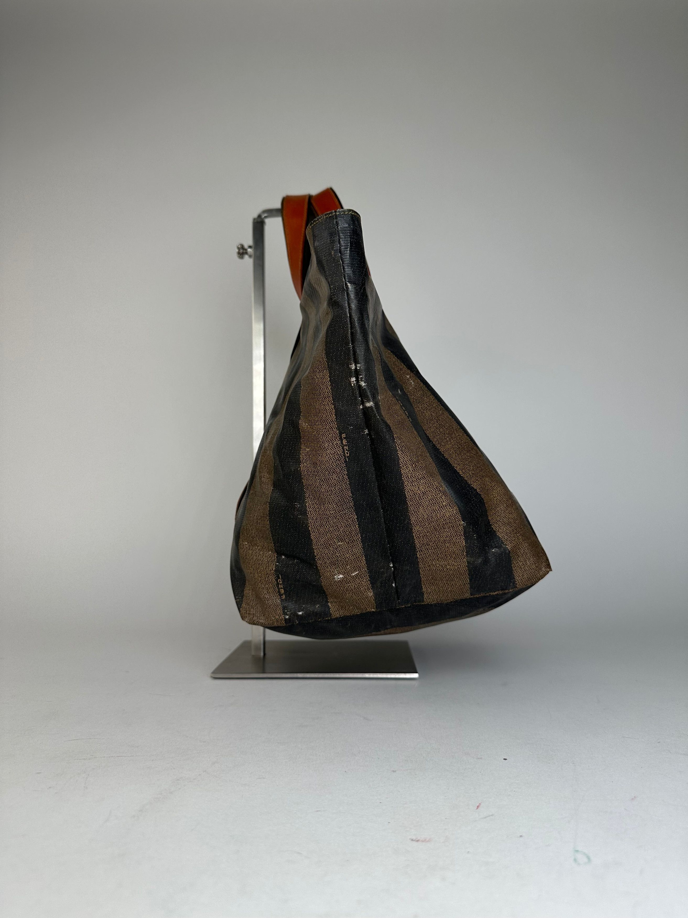 Fendi Vintage Striped Leather Handbag Orange Brown Size ONE SIZE - 5 Thumbnail