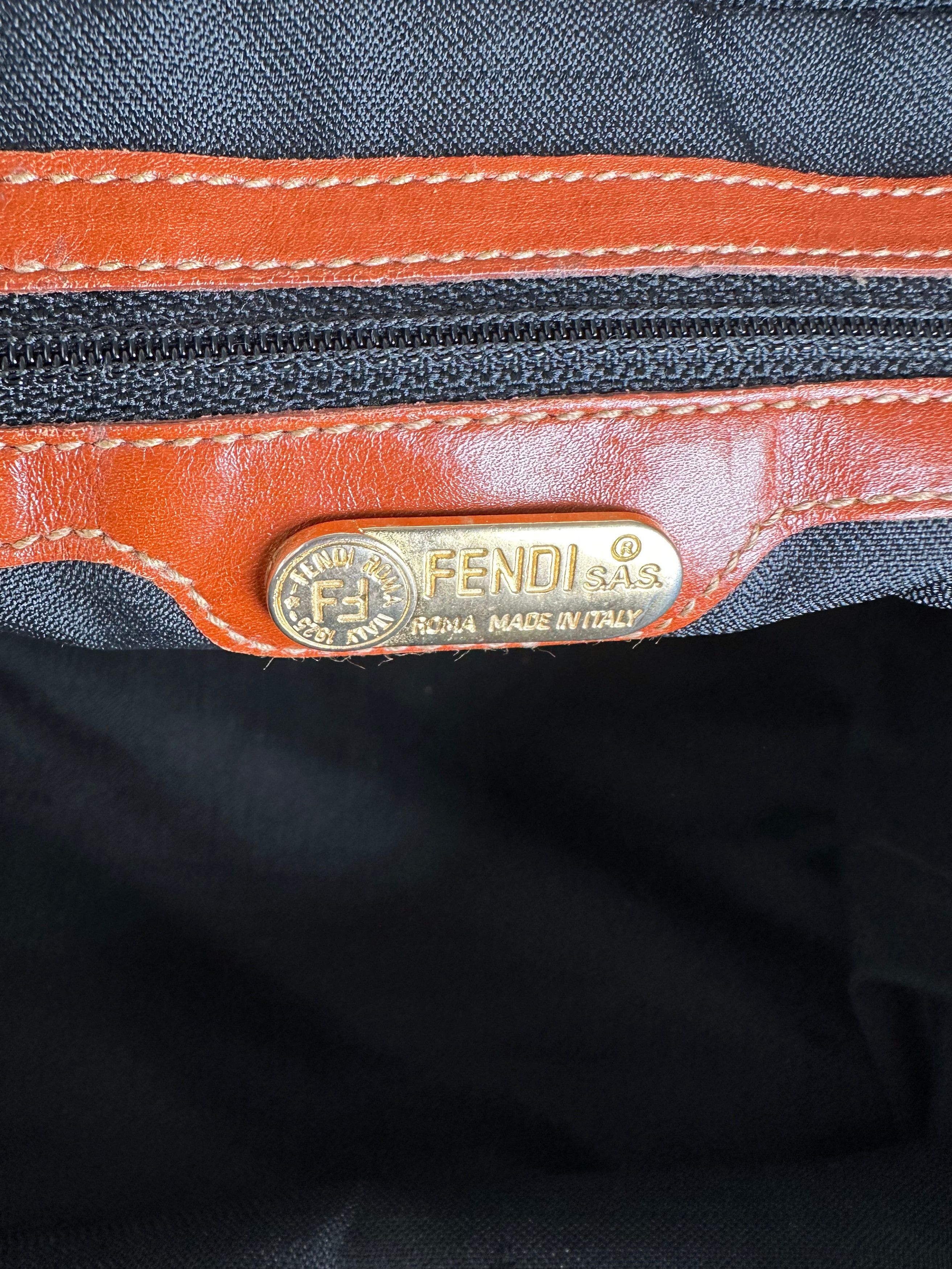 Fendi Vintage Striped Leather Handbag Orange Brown Size ONE SIZE - 3 Thumbnail