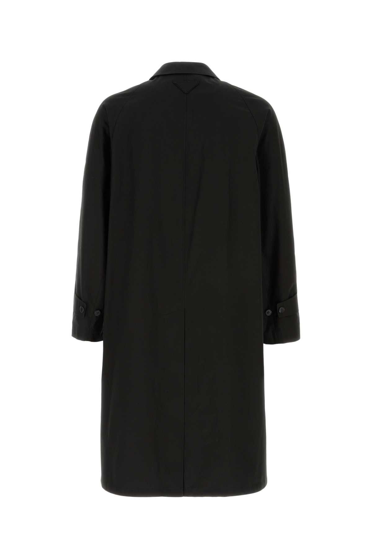 Prada Black Cotton Overcoat Size US L / EU 52-54 / 3 - 2 Thumbnail
