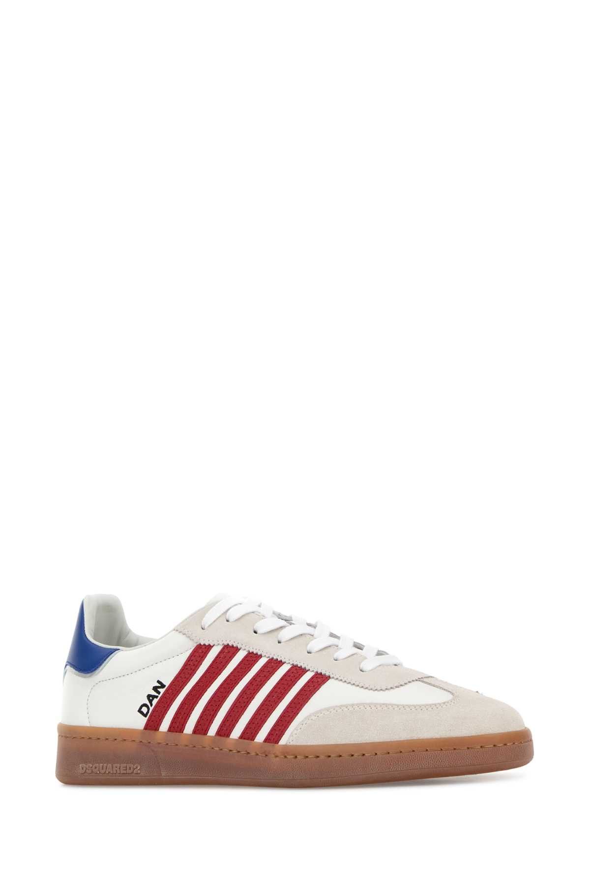 Dsquared2 White Leather Boxer Sneakers Size US 9.5 / EU 42-43 - 2 Thumbnail