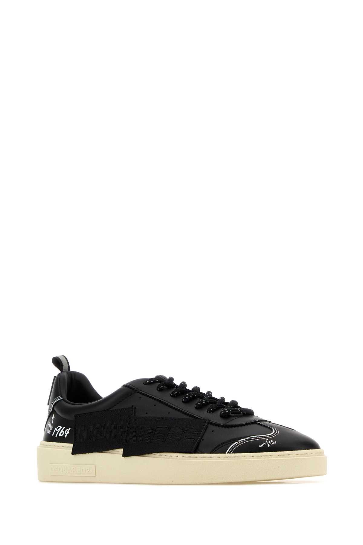 Dsquared2 Black Leather Rider Sneakers Size US 9 / EU 42 - 2 Thumbnail