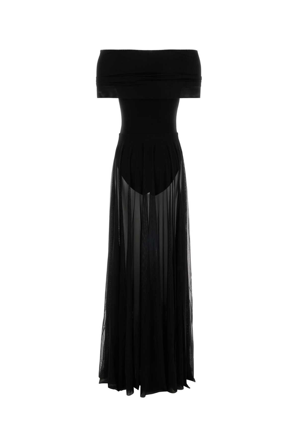 Norma Kamali Black Jersey And Tulle Dress Size S / US 4 / IT 40 - 2 Thumbnail