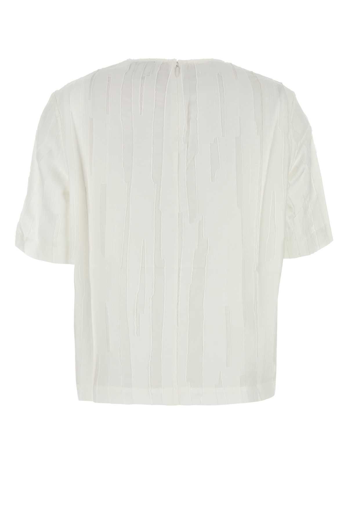 Loulou de Saison White Silk Blend Toba T-Shirt Size L / US 10 / IT 46 - 2 Thumbnail