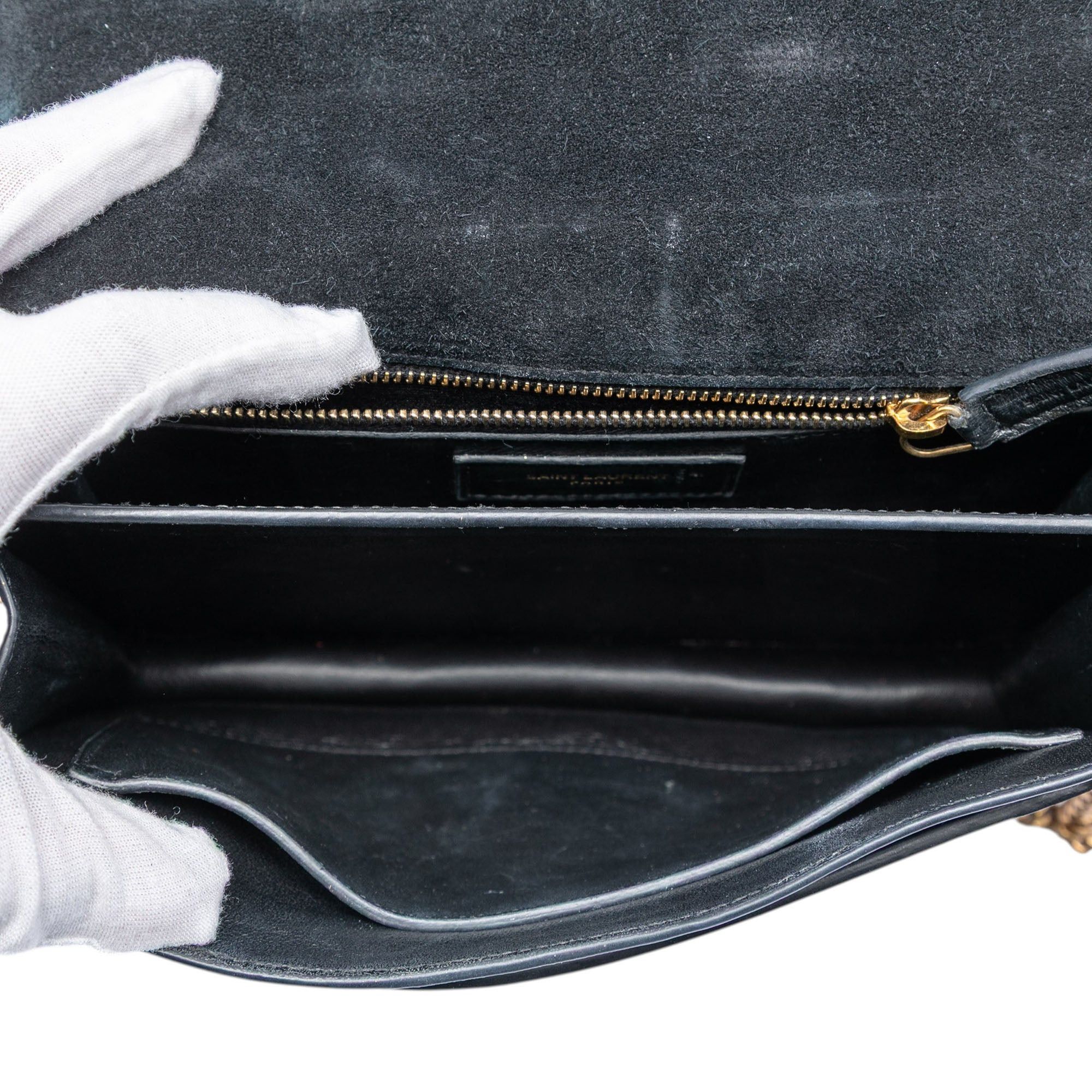 Saint Laurent Paris Shiny Croc Embossed Calfskin Monogram Cassandra Chain Wallet Size ONE SIZE - 4 Thumbnail