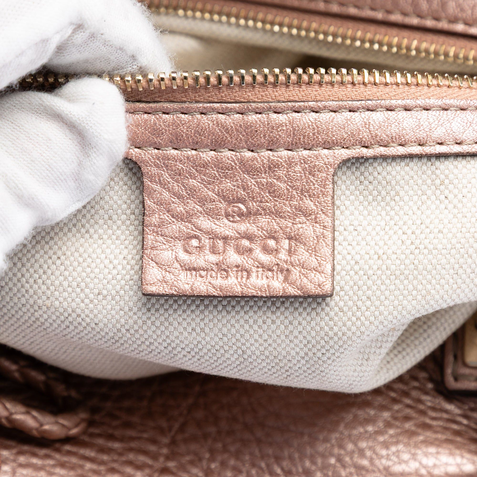 Gucci Metallic Pebbled Calfskin Bella Satchel Size ONE SIZE - 5 Thumbnail