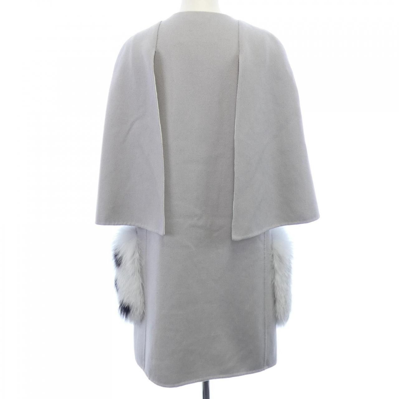 Fendi Fendi Fendi Wool Coat with Fox Fur Pockets Fur Outerwear FF8285WID DUTY FREE for USA Size ONE SIZE - 2 Thumbnail