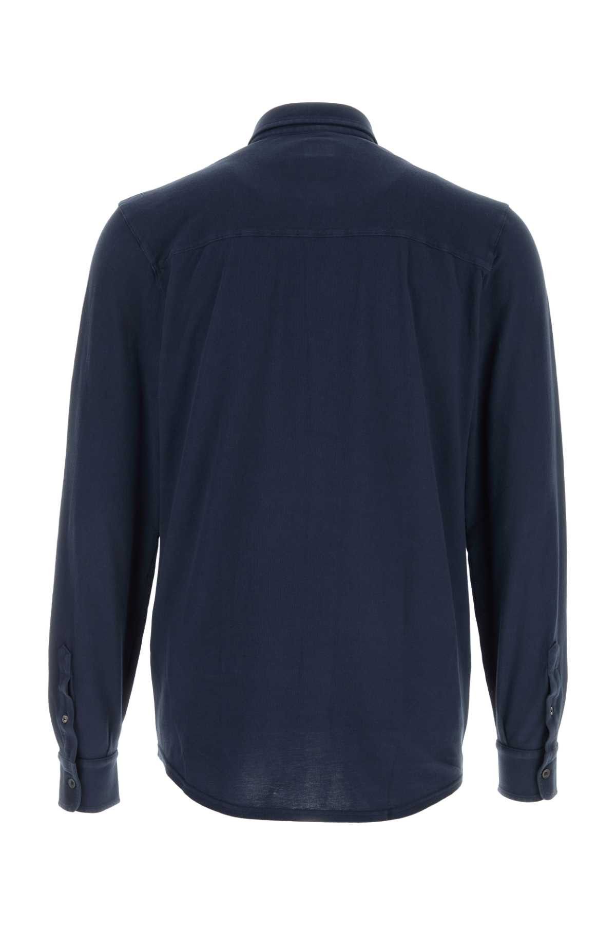 Fedeli Navy Blue Piquet Shirt Size US L / EU 52-54 / 3 - 2 Thumbnail