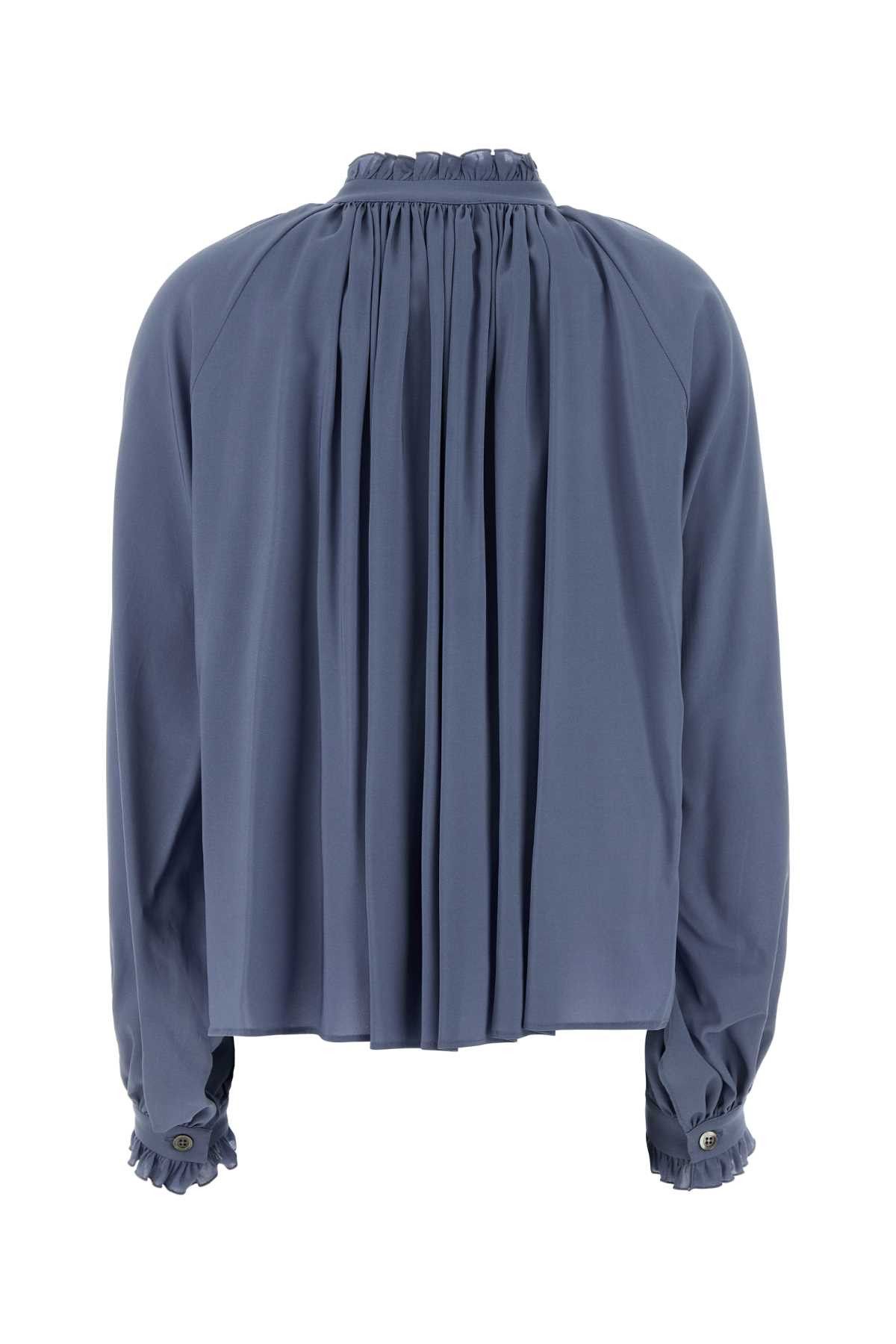 PT Torino Air Force Blue Stretch Jersey Blouse Size S / US 4 / IT 40 - 2 Thumbnail