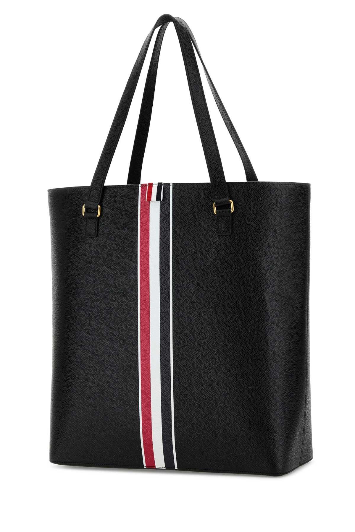 Thom Browne Black Leather Shopping Bag Size ONE SIZE - 2 Thumbnail