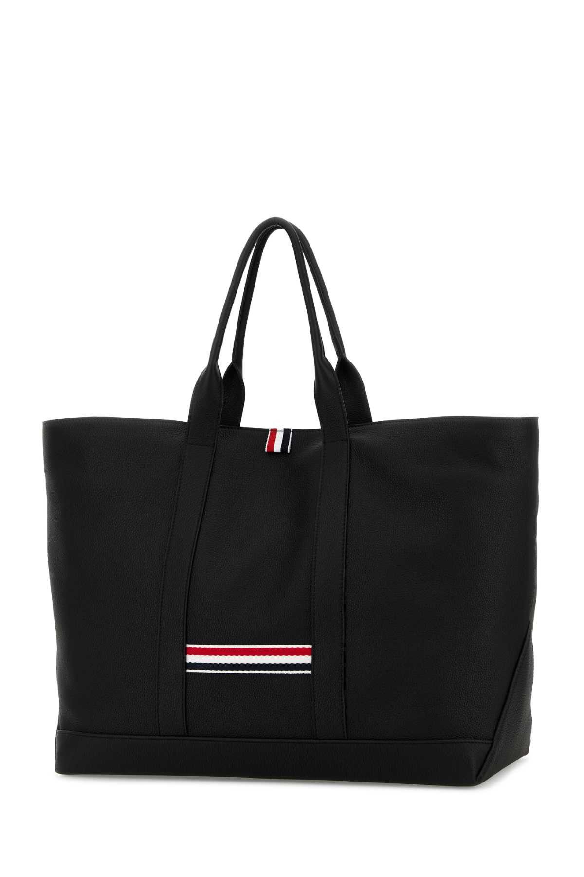 Thom Browne Black Leather Shopping Bag Size ONE SIZE - 2 Thumbnail