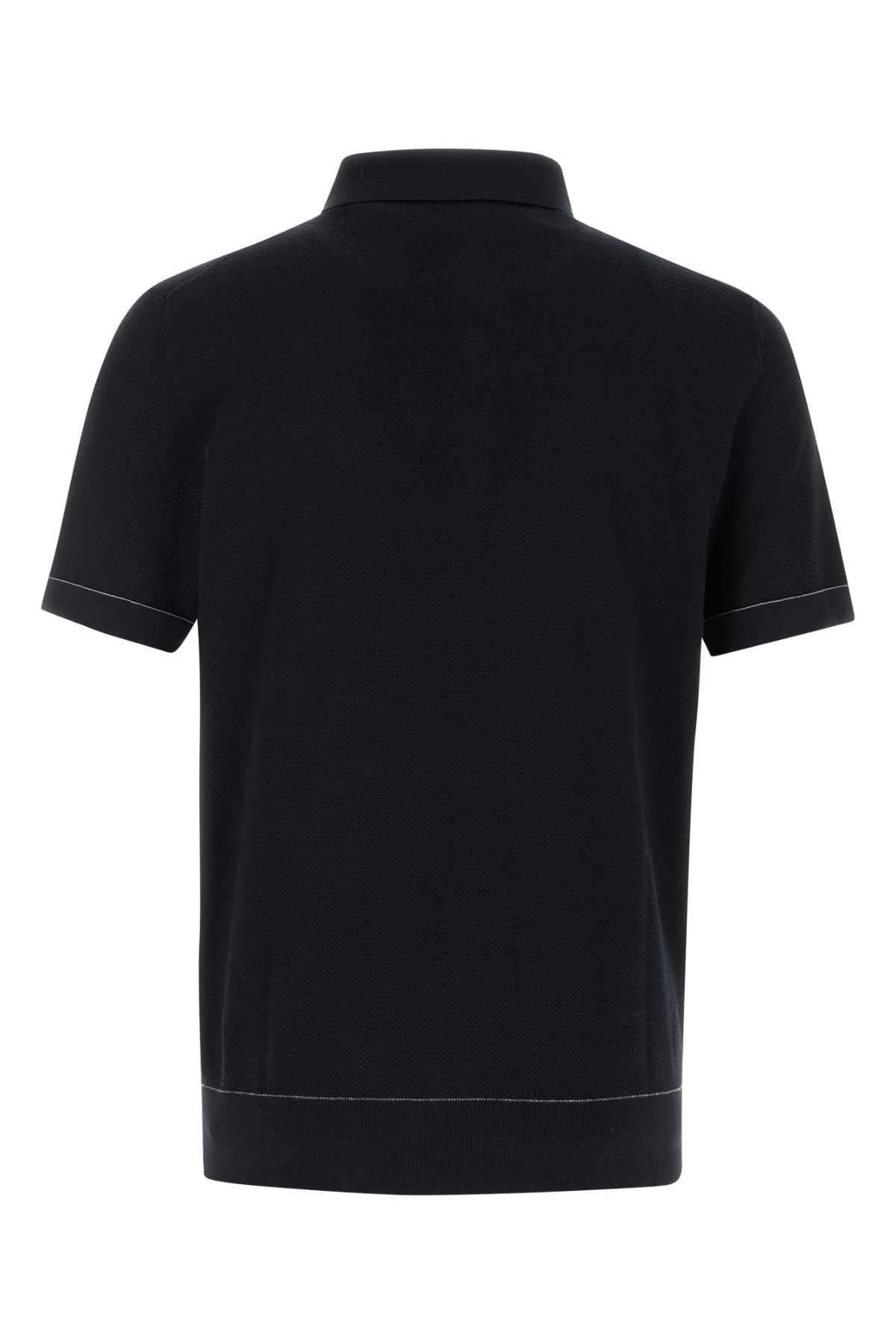 Brioni Black Cotton Polo Shirt Size US XL / EU 56 / 4 - 2 Thumbnail