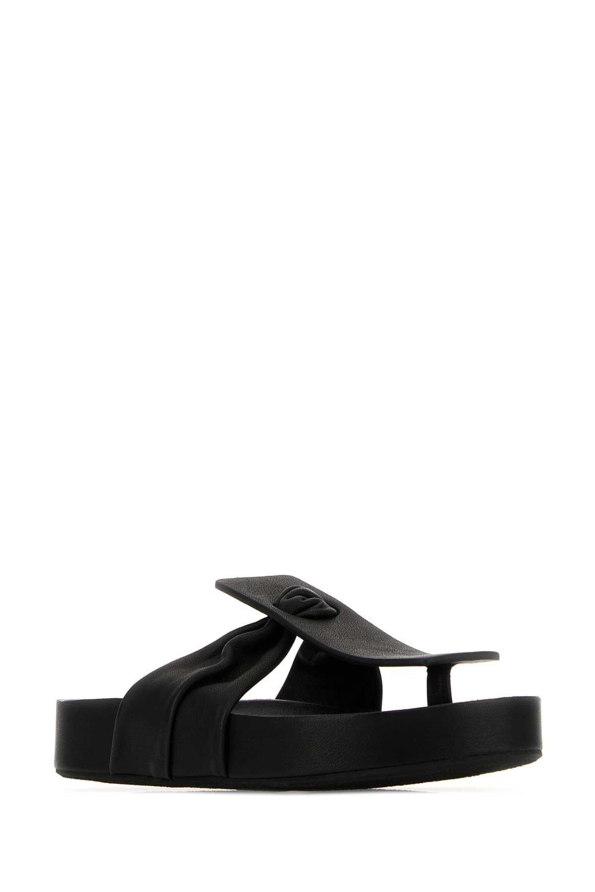 Uma Wang Black Leather Thong Slippers Size US 6 / IT 36 - 2 Thumbnail