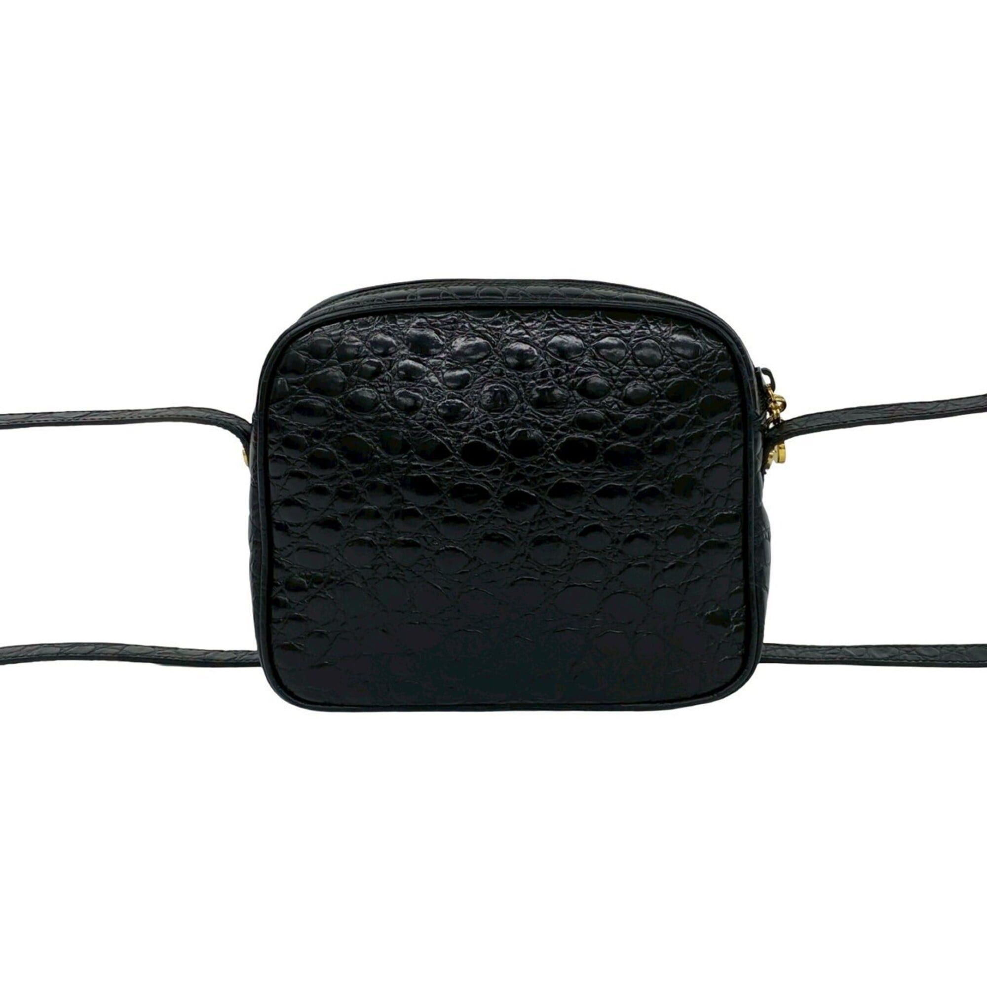 Salvatore Ferragamo Salvatore Ferragamo Vara Leather Shoulder Bag, Black, 30059, with Crocodile Embossed Hardware Size ONE SIZE - 3 Thumbnail