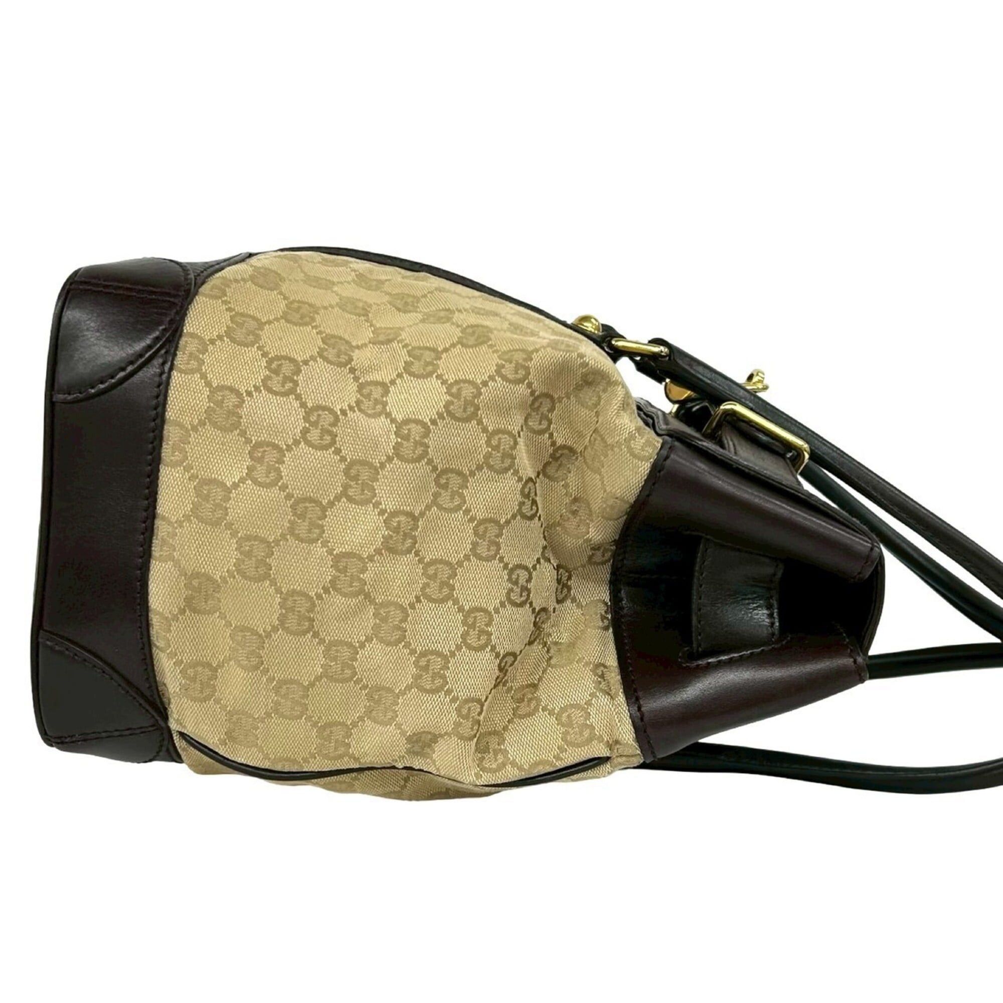Gucci GUCCI GG Canvas Crocodile Embossed Leather Tote Bag Handbag Boston Beige Brown 33656 Size ONE SIZE - 6 Thumbnail