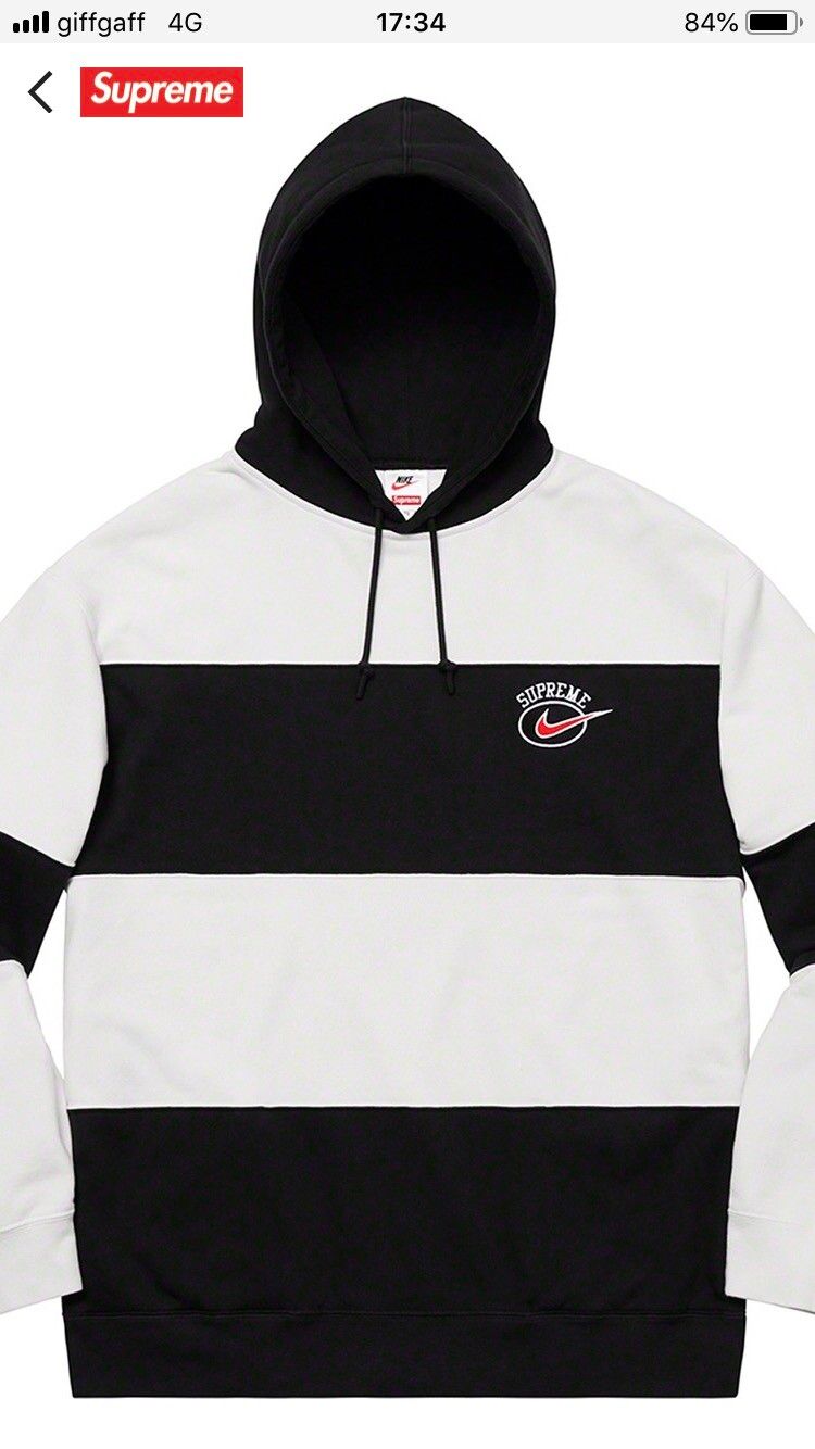 Supreme Supreme/Nike Stripe Hooded Sweatshirt Black White Striped | Grailed
