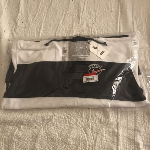 Supreme nike stripe hot sale hooded sweatshirt black