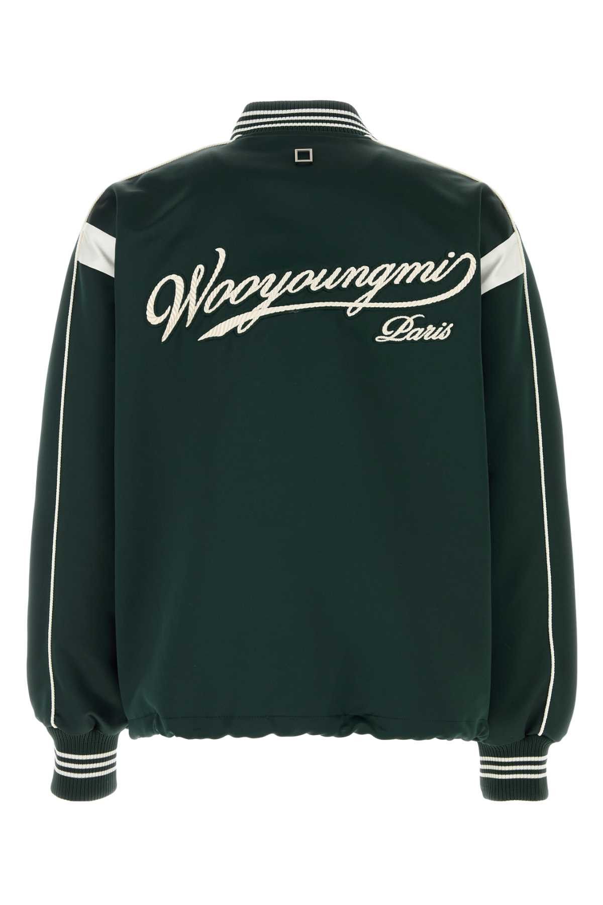 Wooyoungmi Bottle Green Satin Bomber Jacket Size US L / EU 52-54 / 3 - 2 Thumbnail