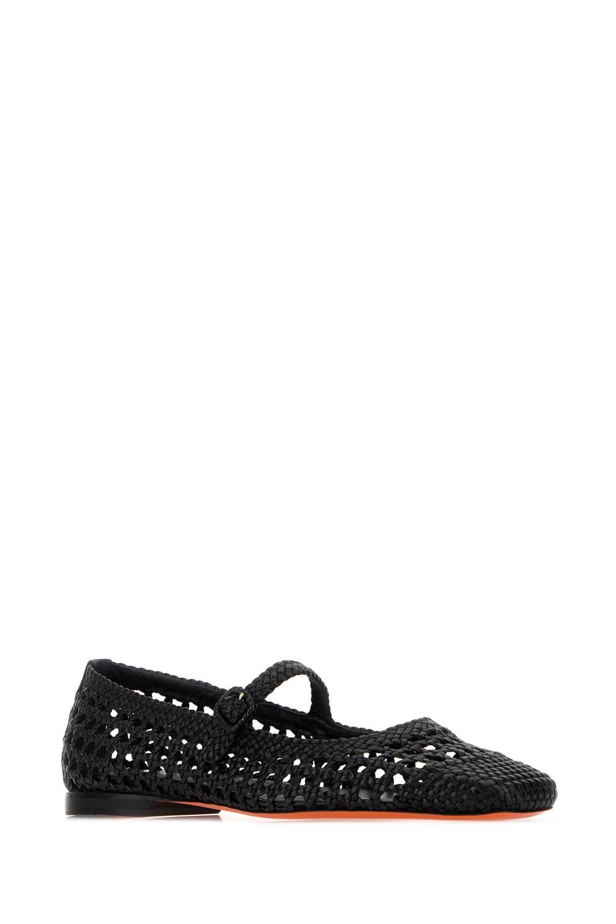 Santoni Black Leather Luce Ballerinas Size US 9 / IT 39 - 2 Thumbnail