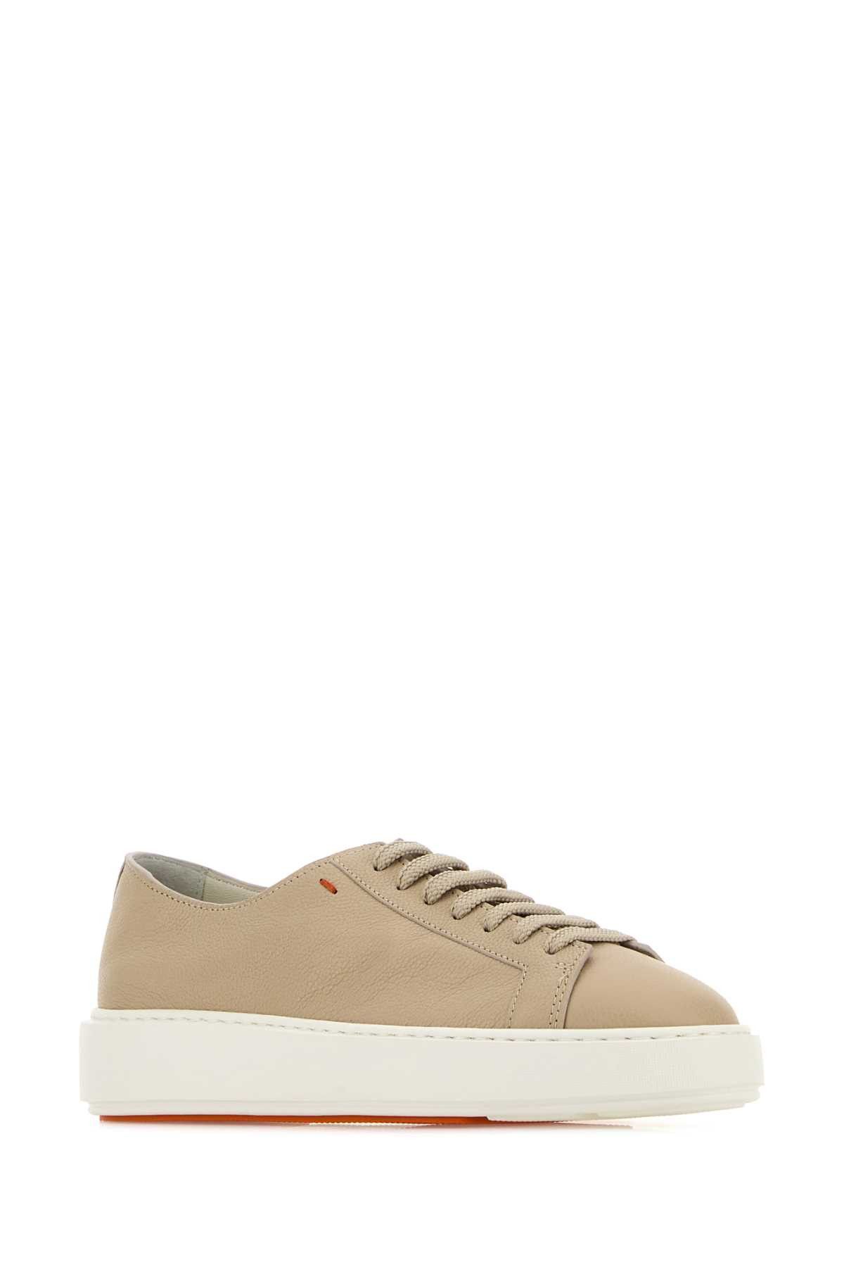 Santoni Beige Leather Clean Sneakers Size US 6 / IT 36 - 2 Thumbnail