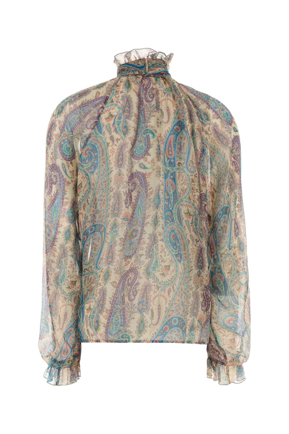 Etro Printed Crepe Blouse Size S / US 4 / IT 40 - 2 Thumbnail