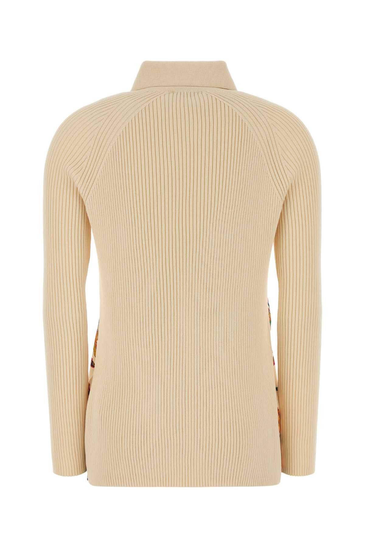 Etro Ivory Knit And Silk Polo Shirt Size M / US 6-8 / IT 42-44 - 2 Thumbnail