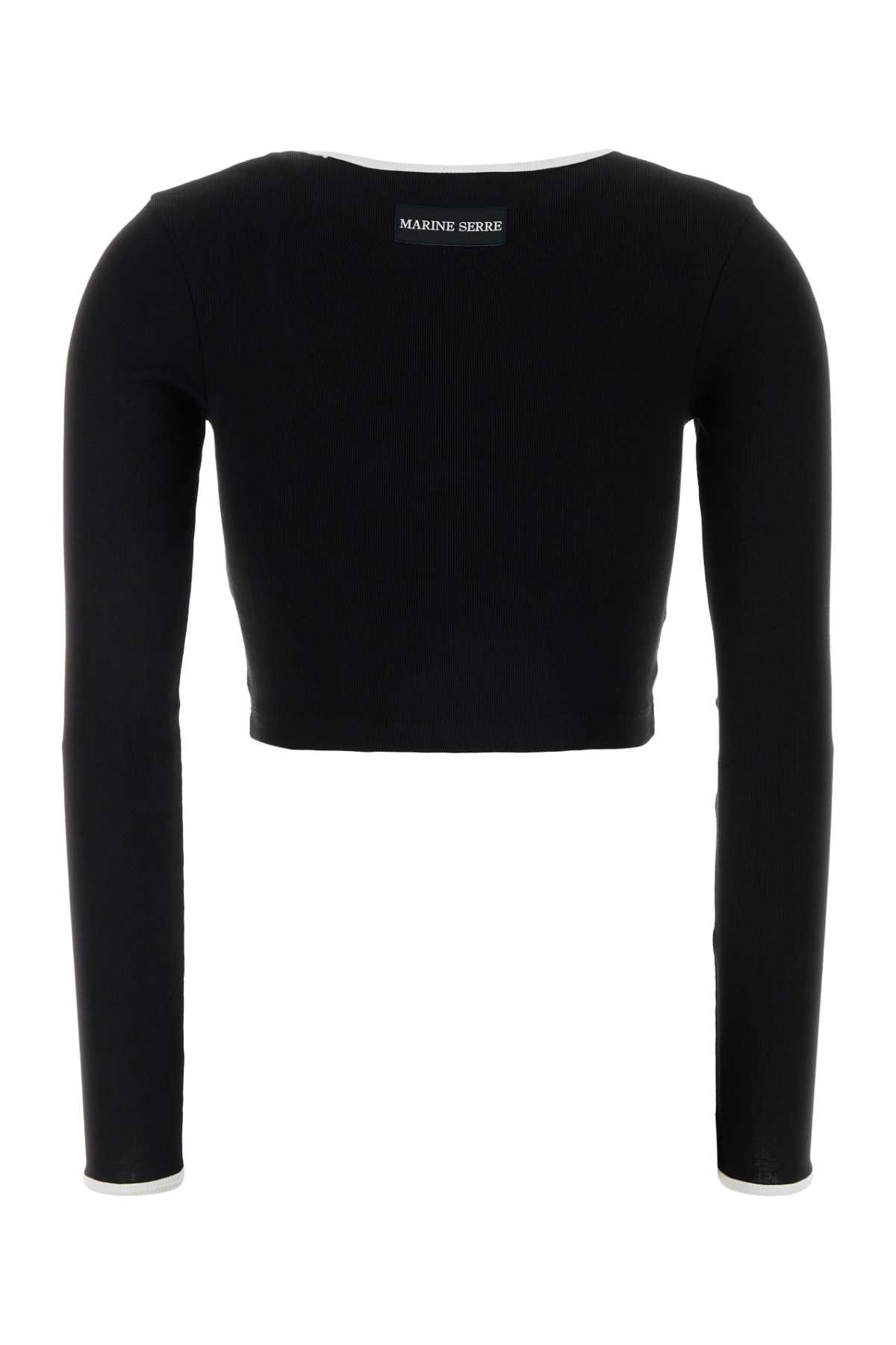 Marine Serre Black Cotton T-Shirt Size M / US 6-8 / IT 42-44 - 2 Thumbnail