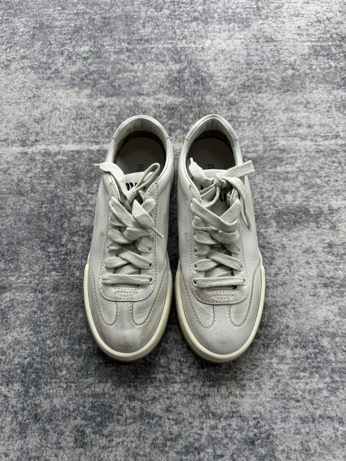 Miu Miu Miu Miu Distressed Lowtop Sneakers us_7-5 Women Size US 7.5 / IT 37.5 - 2 Thumbnail