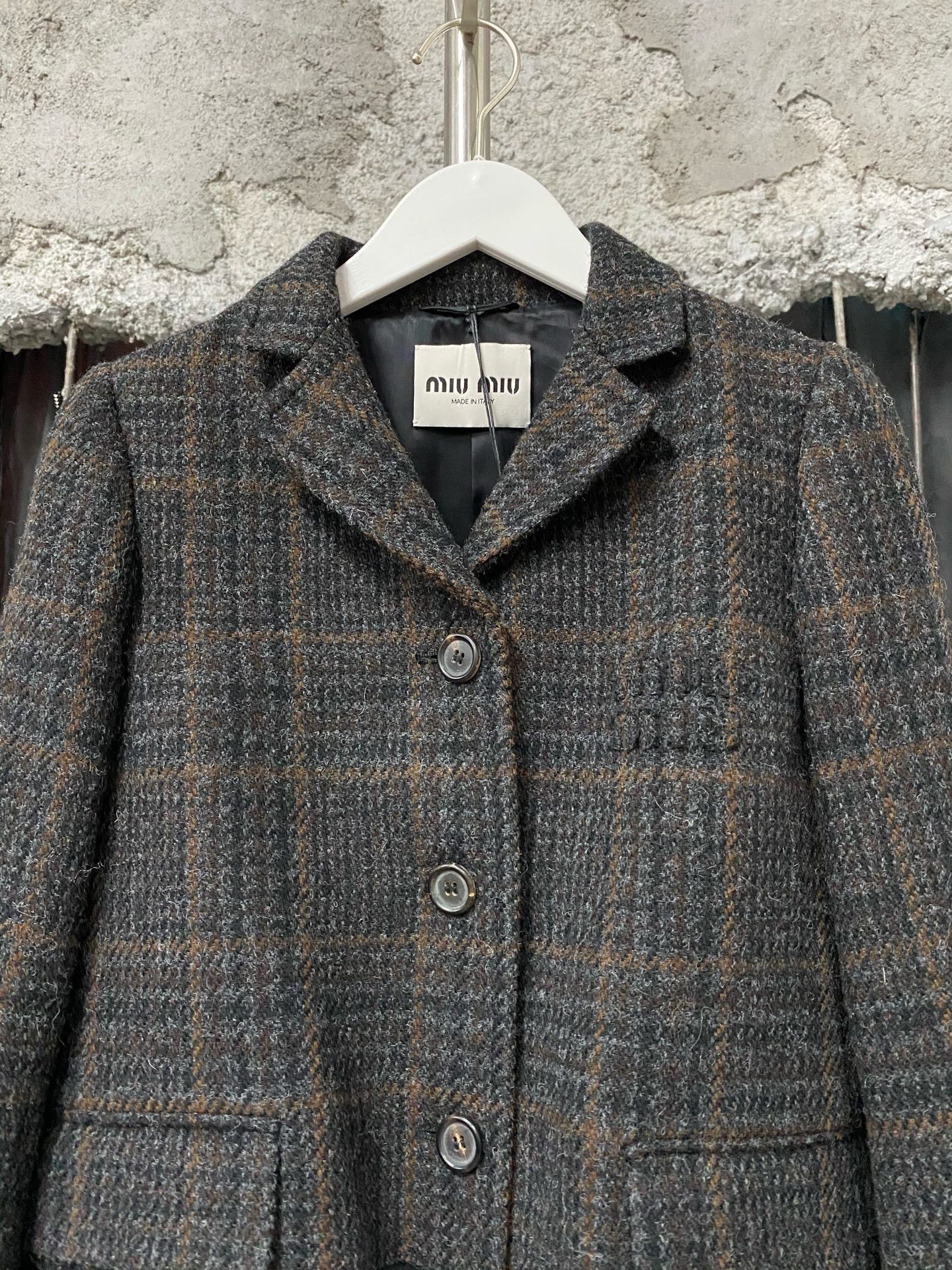 Miu Miu Miu Miu Formal Plaid Gray Jacket S Women Size S / US 4 / IT 40 - 3 Thumbnail