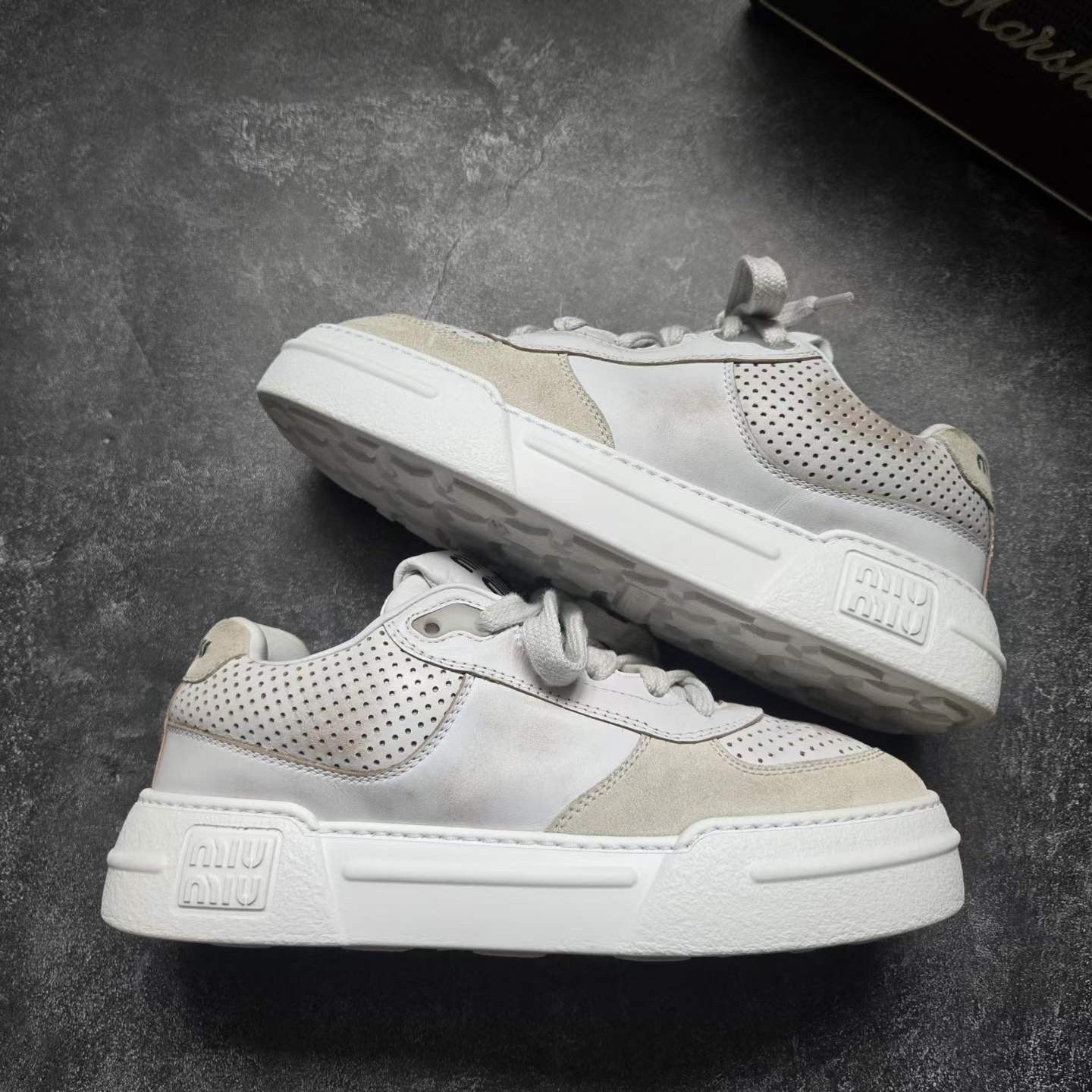Miu Miu Miu Miu Distressed Lowtop Sneakers us_6-5 Women Size US 6.5 / IT 36.5 - 8 Thumbnail